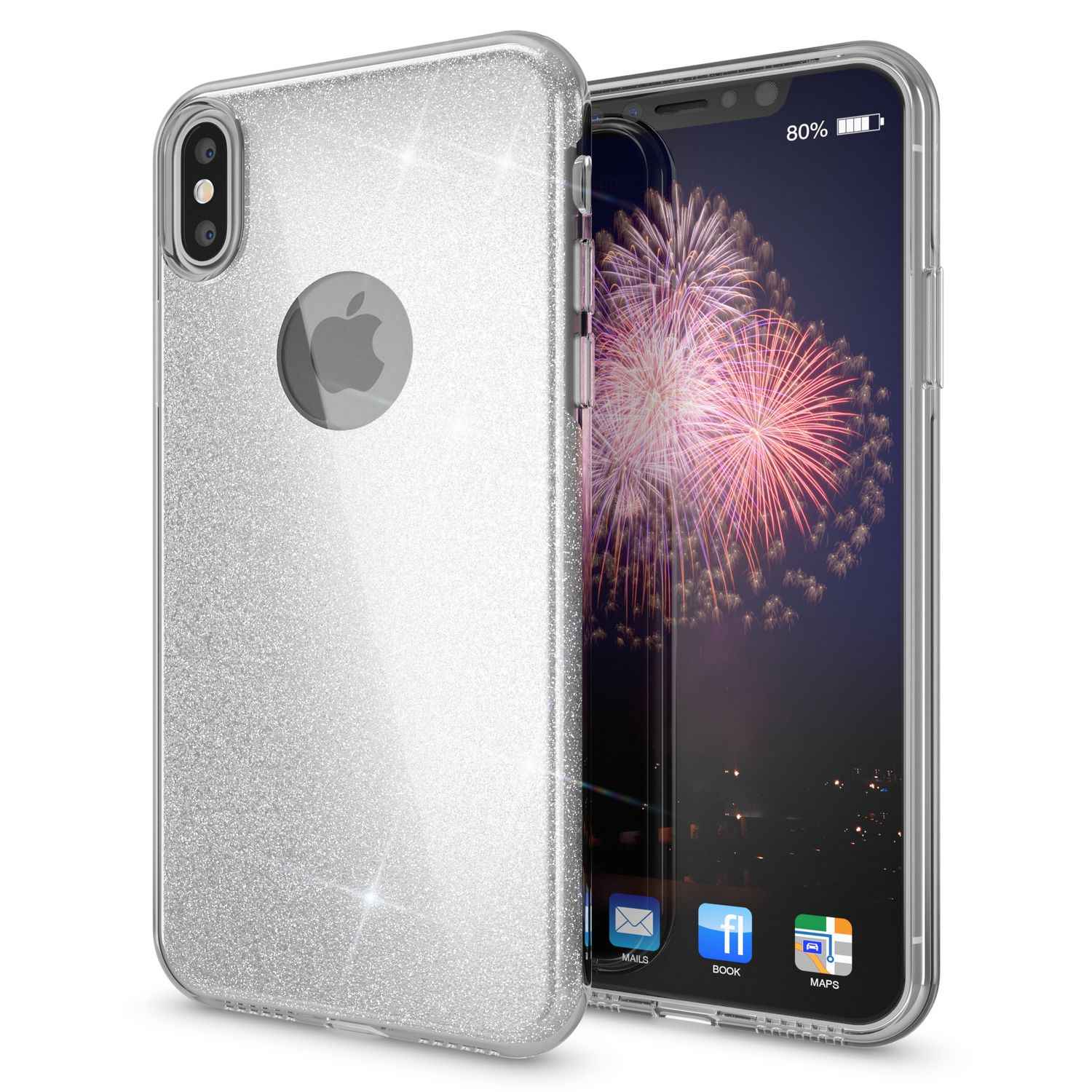 NALIA Hülle für iPhone XS Max, Handyhülle Glitzer Ultra Slim Silikon Case Cover