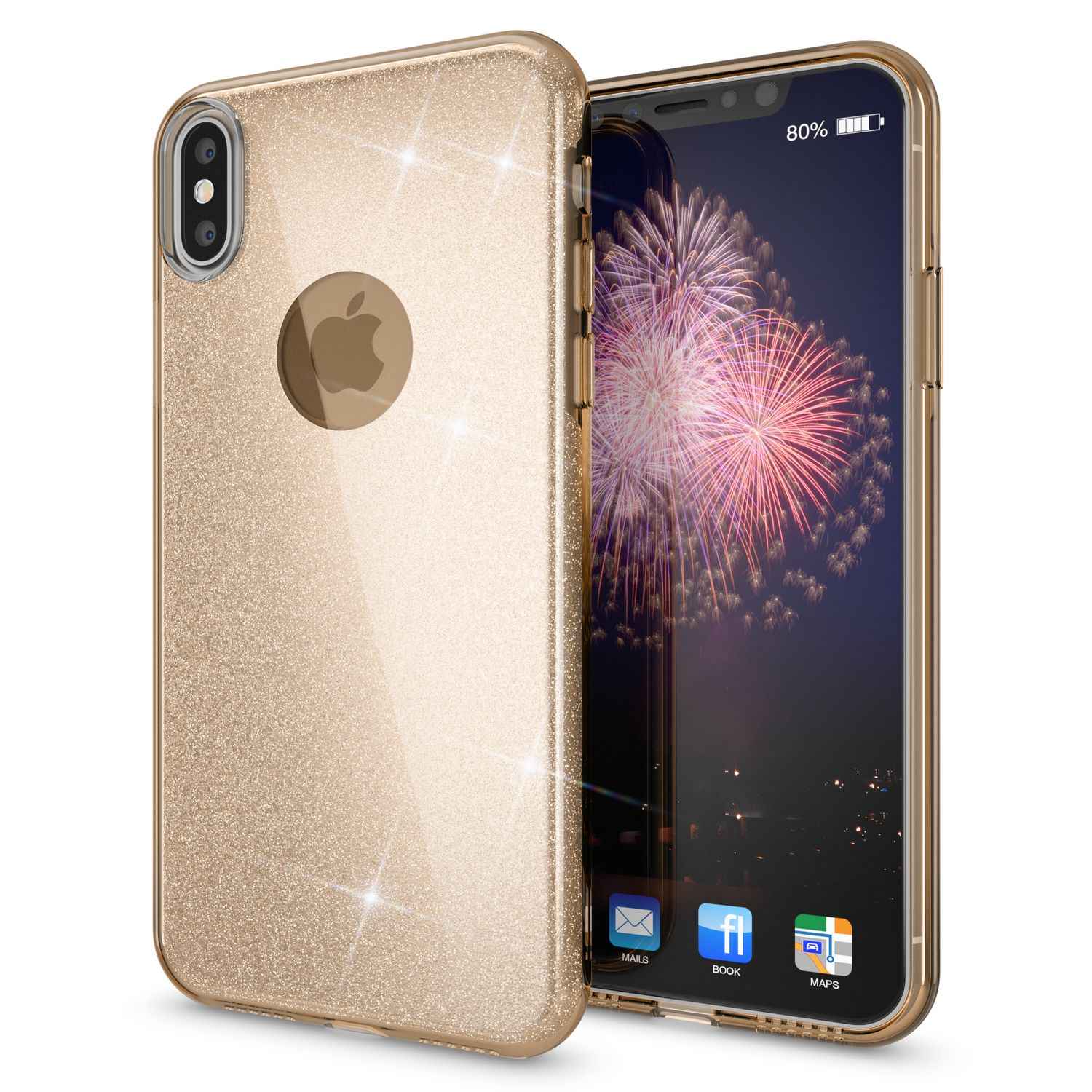 NALIA Hülle für iPhone XS Max, Handyhülle Glitzer Ultra Slim Silikon Case Cover