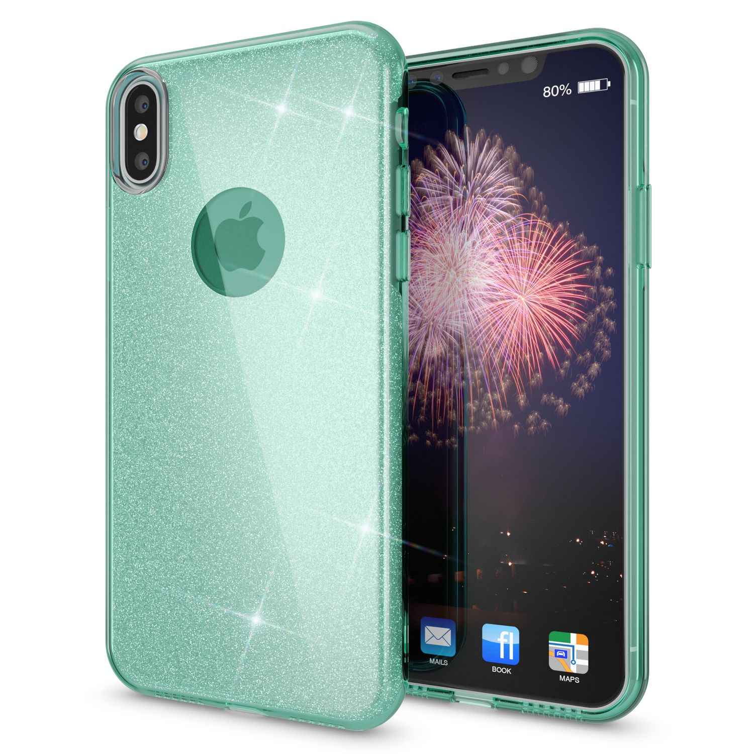 NALIA Hülle für iPhone XS Max, Handyhülle Glitzer Ultra Slim Silikon Case Cover