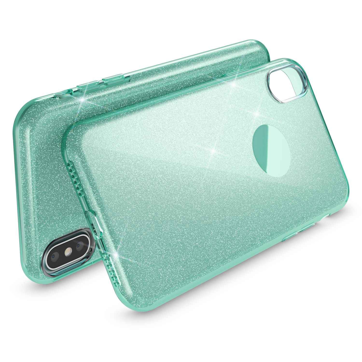 NALIA Hülle für iPhone XS Max, Handyhülle Glitzer Ultra Slim Silikon Case Cover