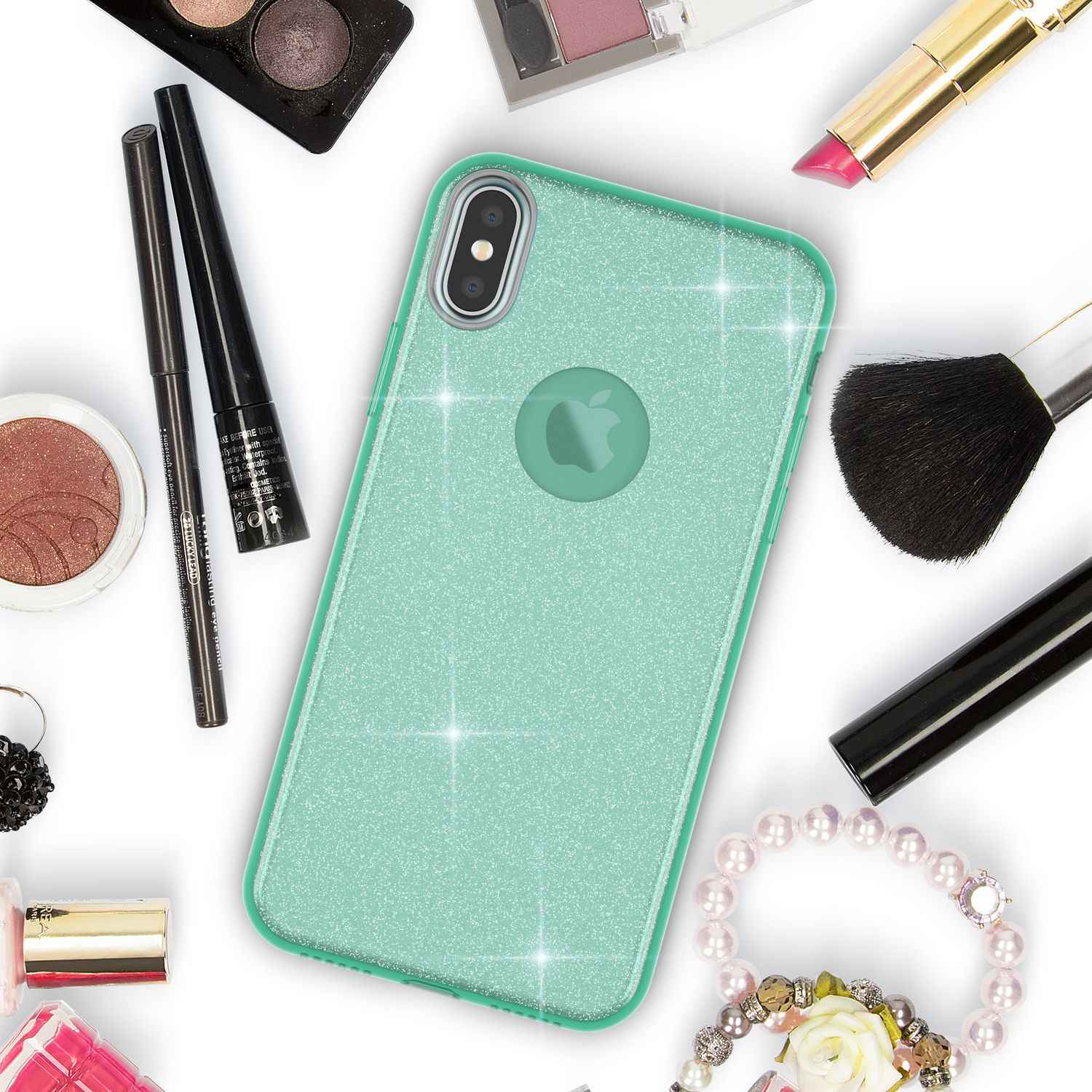 NALIA Hülle für iPhone XS Max, Handyhülle Glitzer Ultra Slim Silikon Case Cover