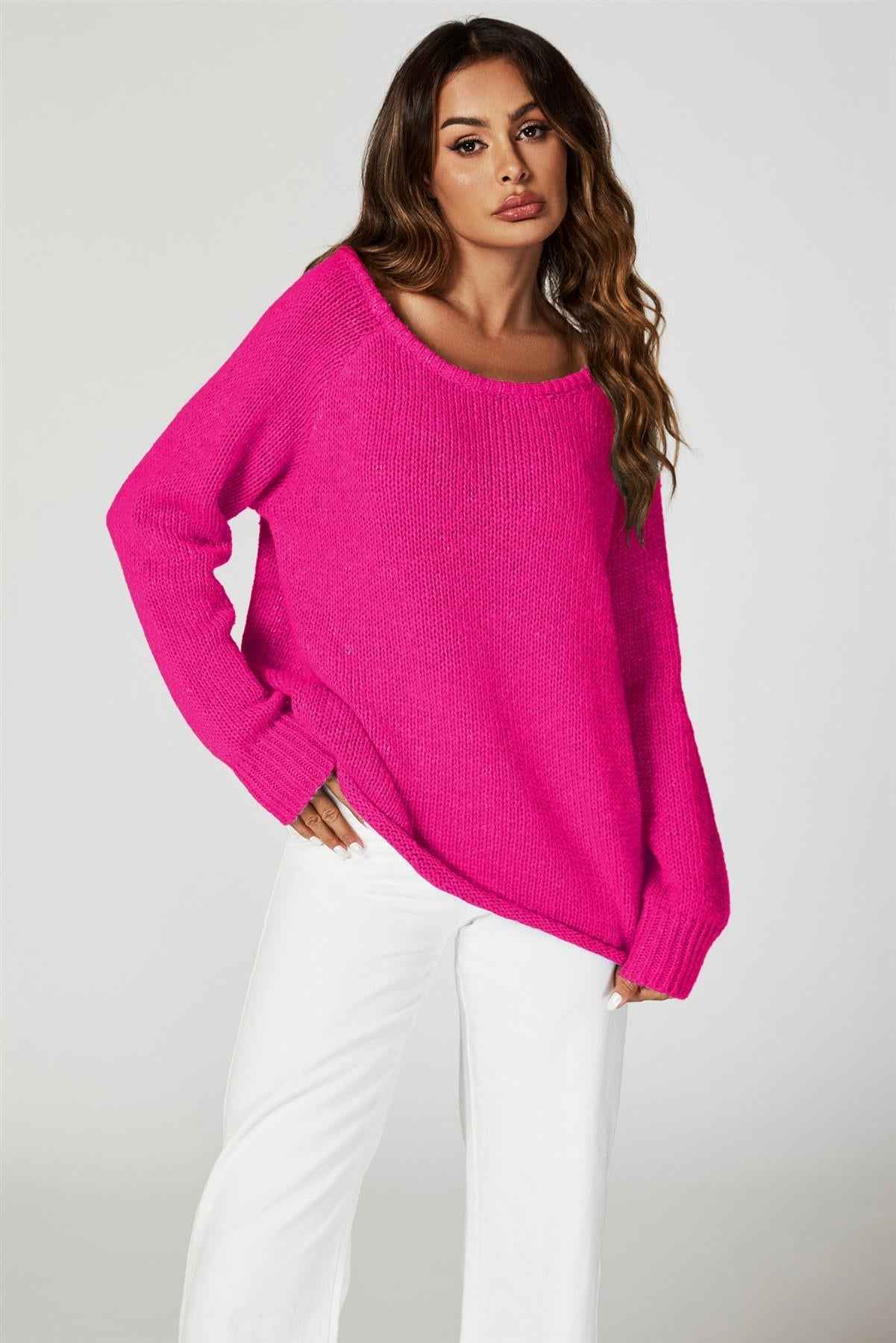 Comfy Jumper Top In Magenta