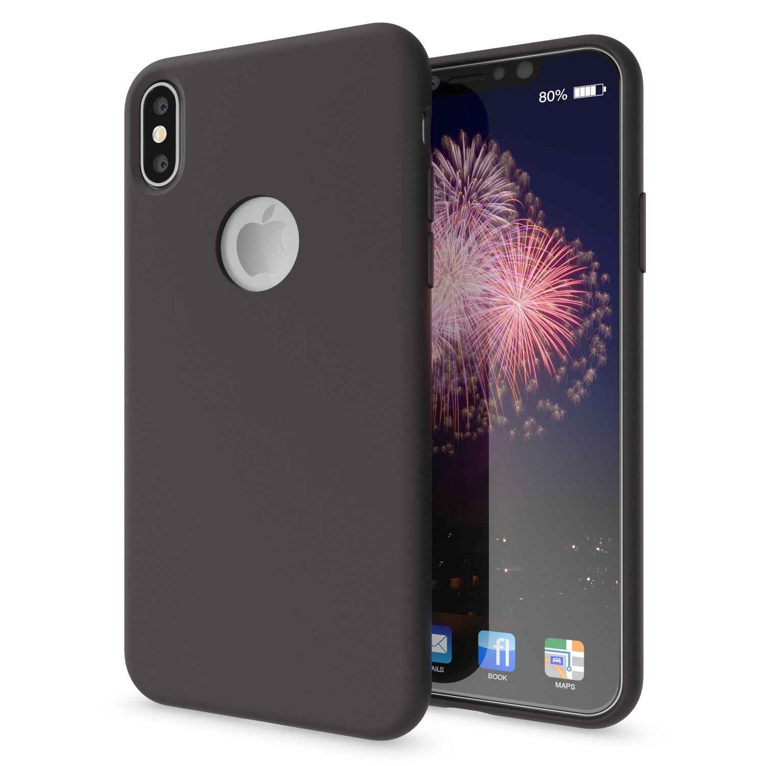 NALIA Hülle für Apple iPhone X, Liquid Silikon Handy Schutz Hard Case Cover
