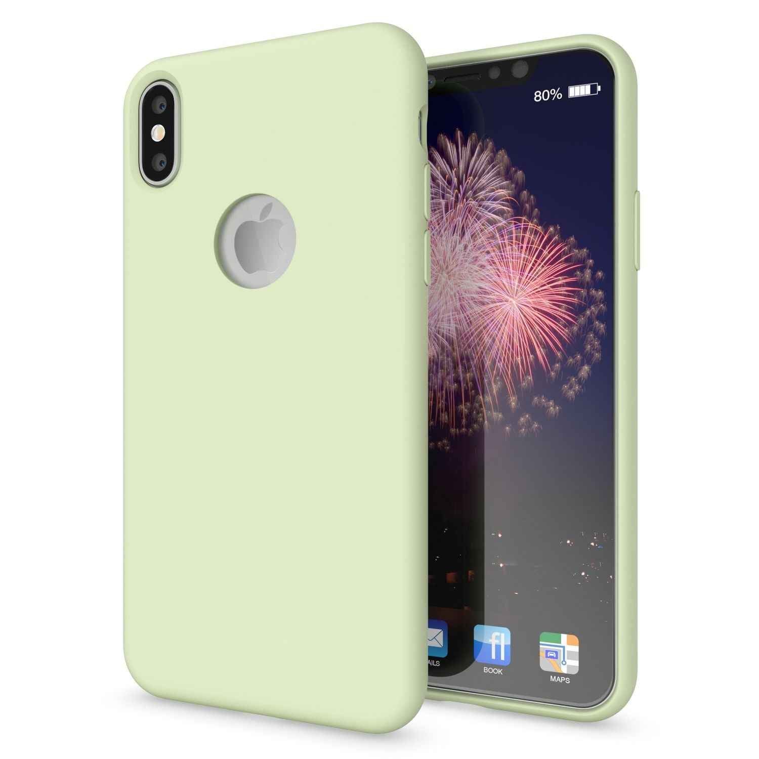 NALIA Hülle für Apple iPhone X, Liquid Silikon Handy Schutz Hard Case Cover