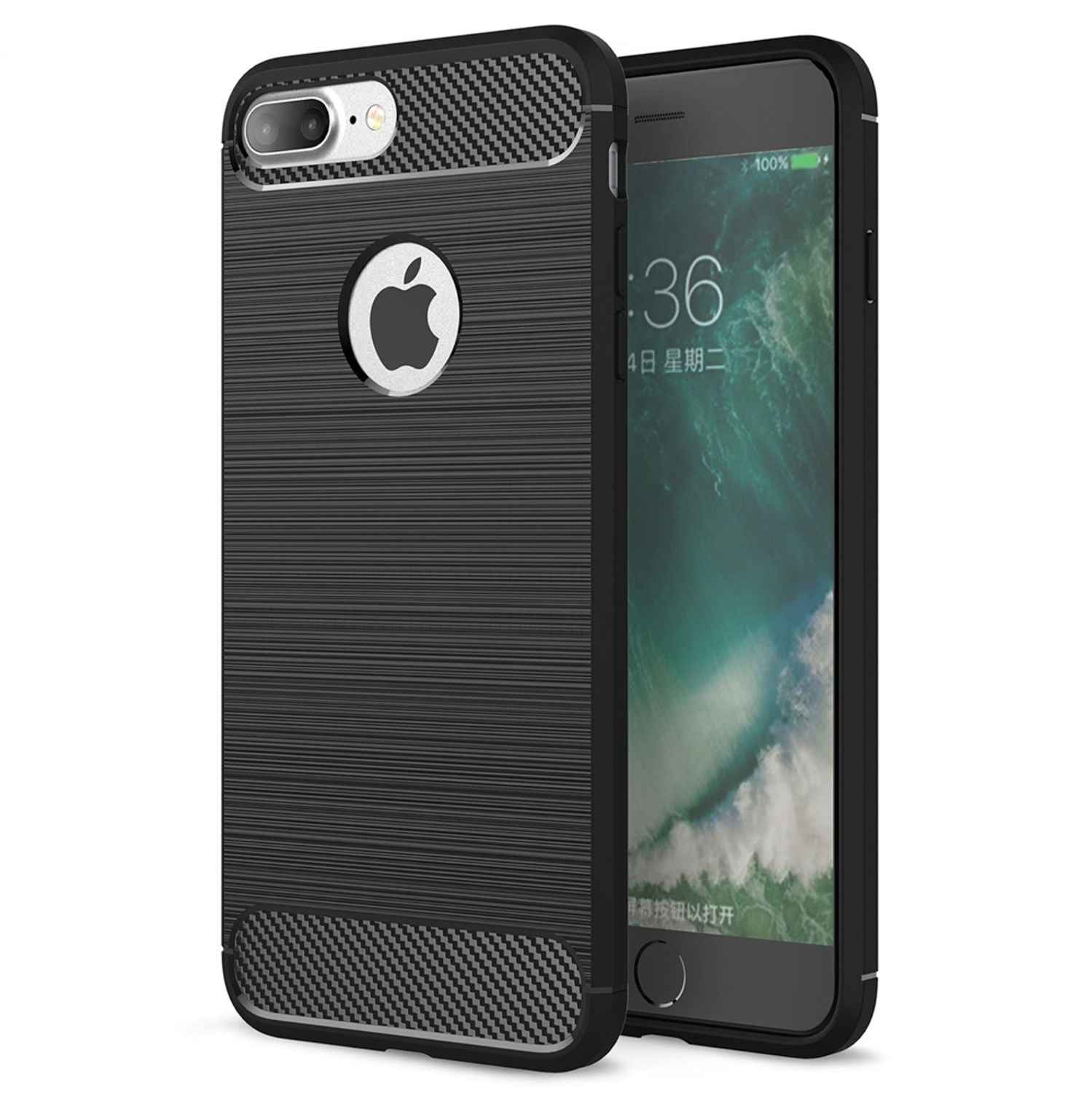 NALIA Design Case für Apple iPhone 7 Plus / iPhone 8 Plus Hülle Karbon Optik