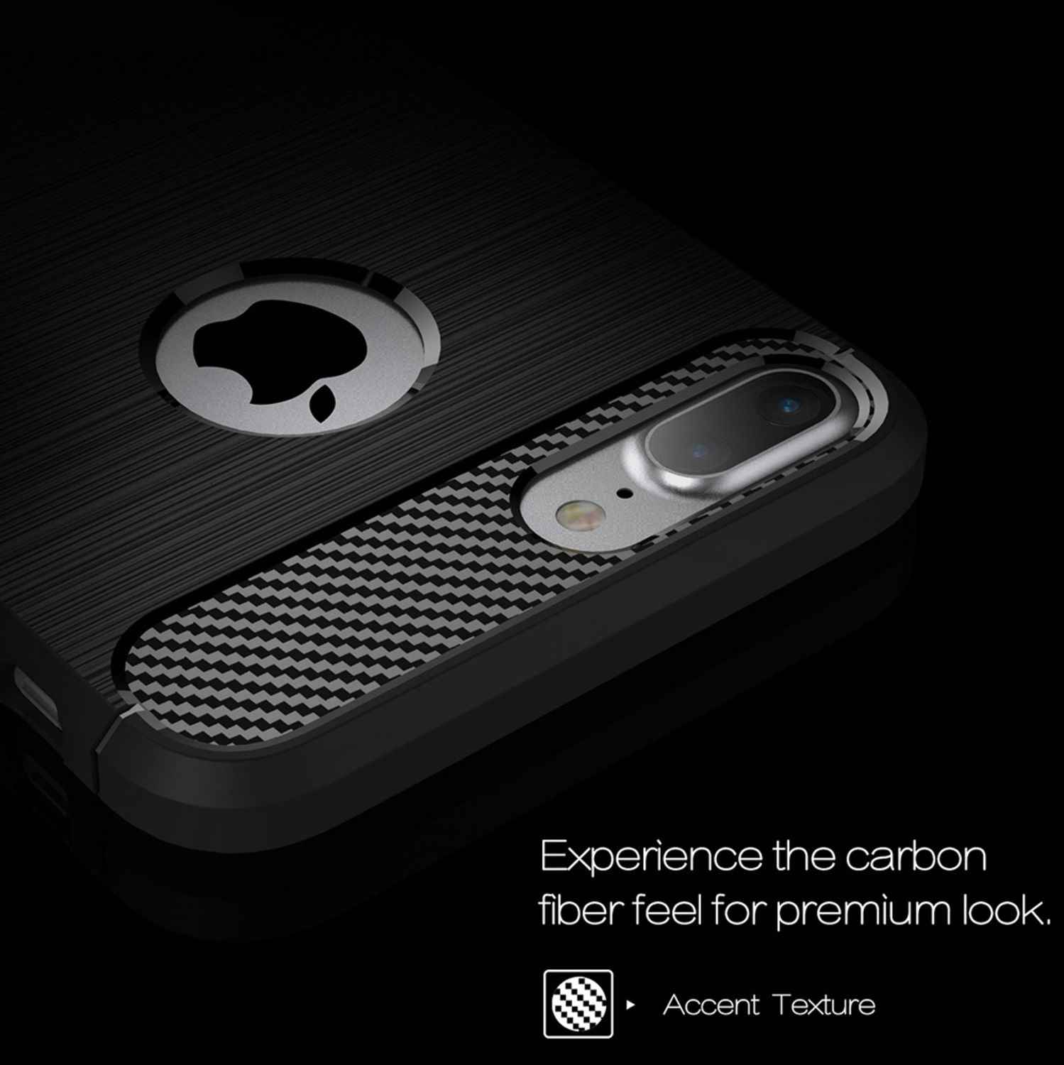 NALIA Design Case für Apple iPhone 7 Plus / iPhone 8 Plus Hülle Karbon Optik