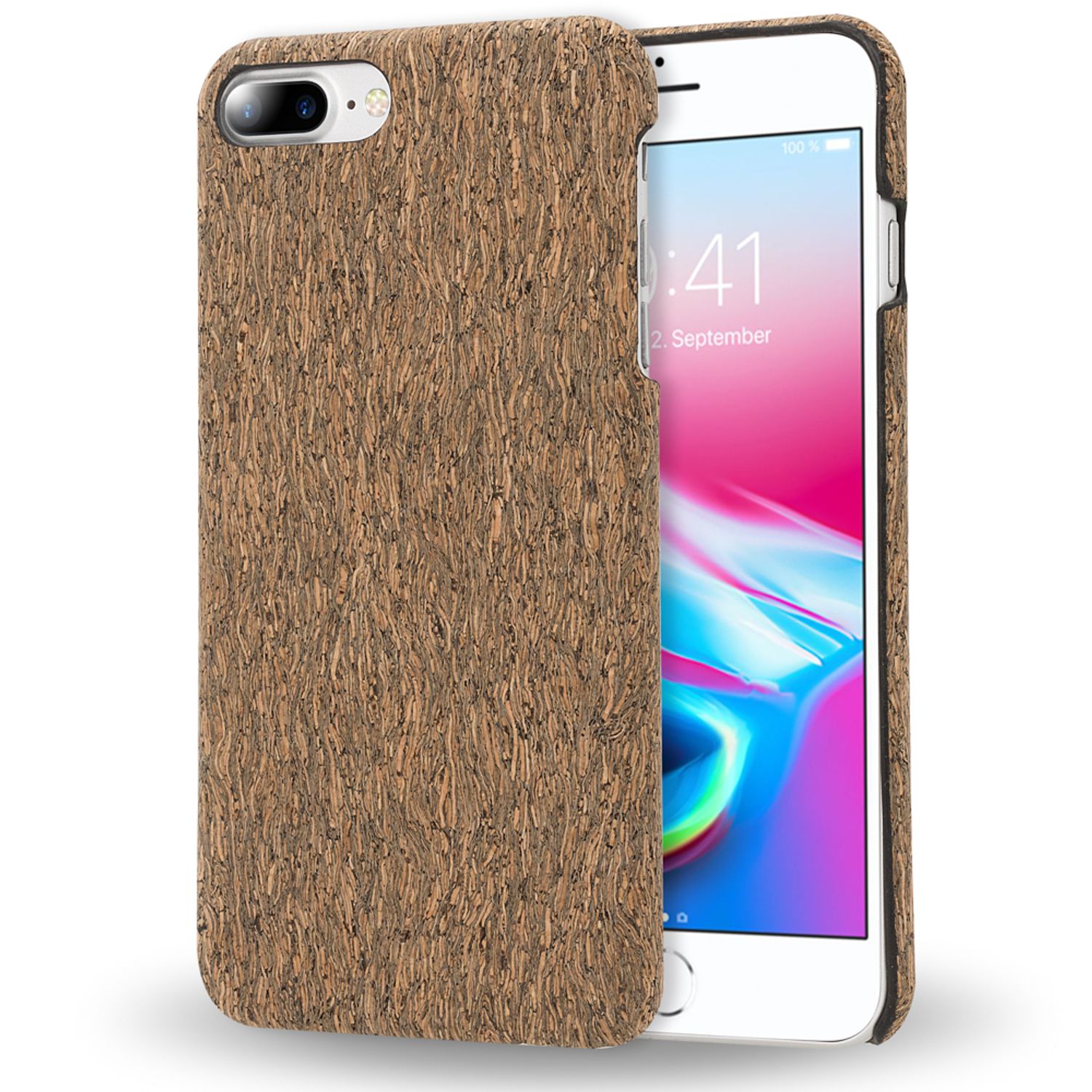 NALIA Kork Hülle für Apple iPhone 8 Plus/7 Plus, Hartschalen Cover, naturfarben