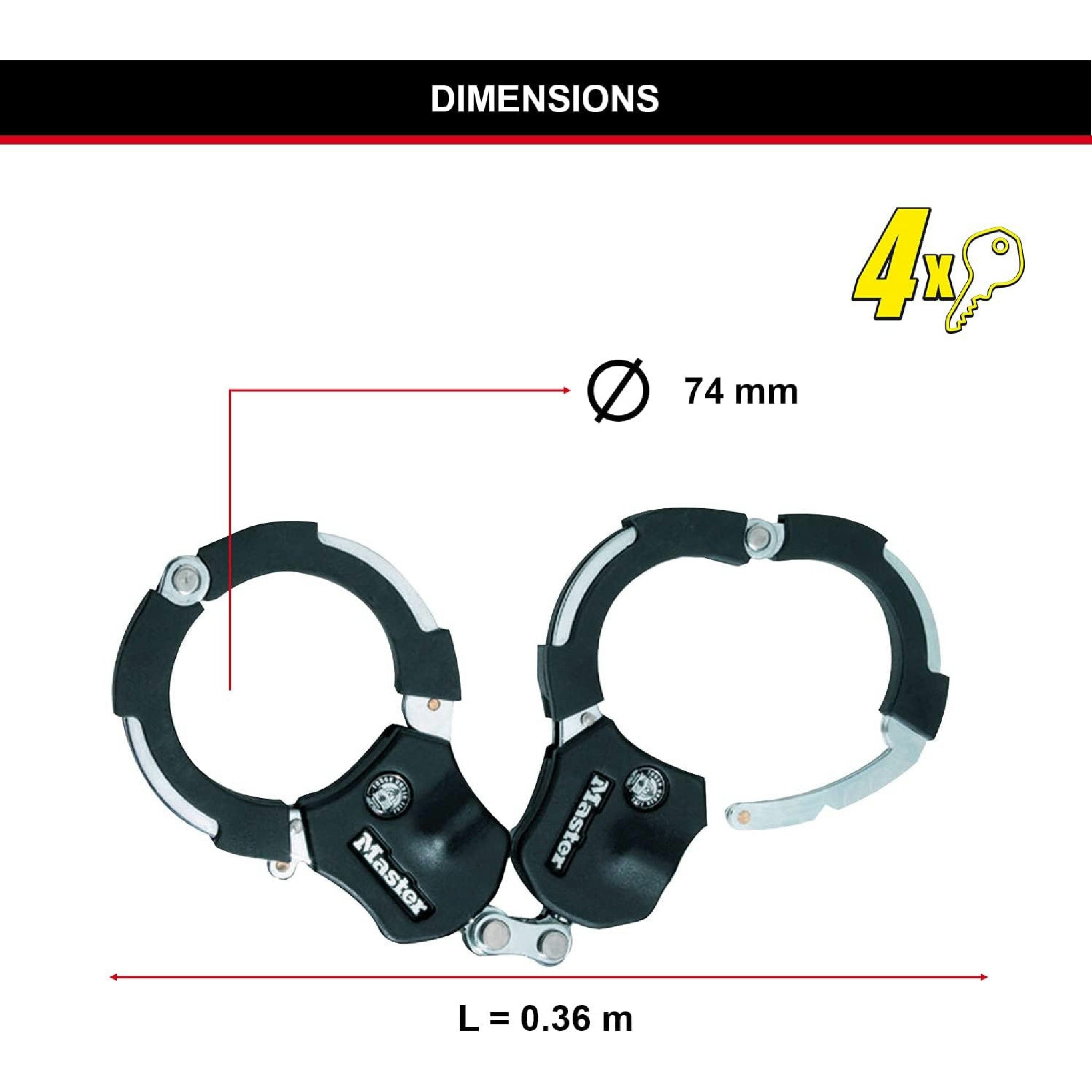 Master Lock zertifiziert und patentierte E Scooter Schloss, Handschellenschloss, Fahrradschloss, 36 cm, ideal für Scooter Roller, Fahrrad, Kinderwagen, Schwarz Hauptansicht