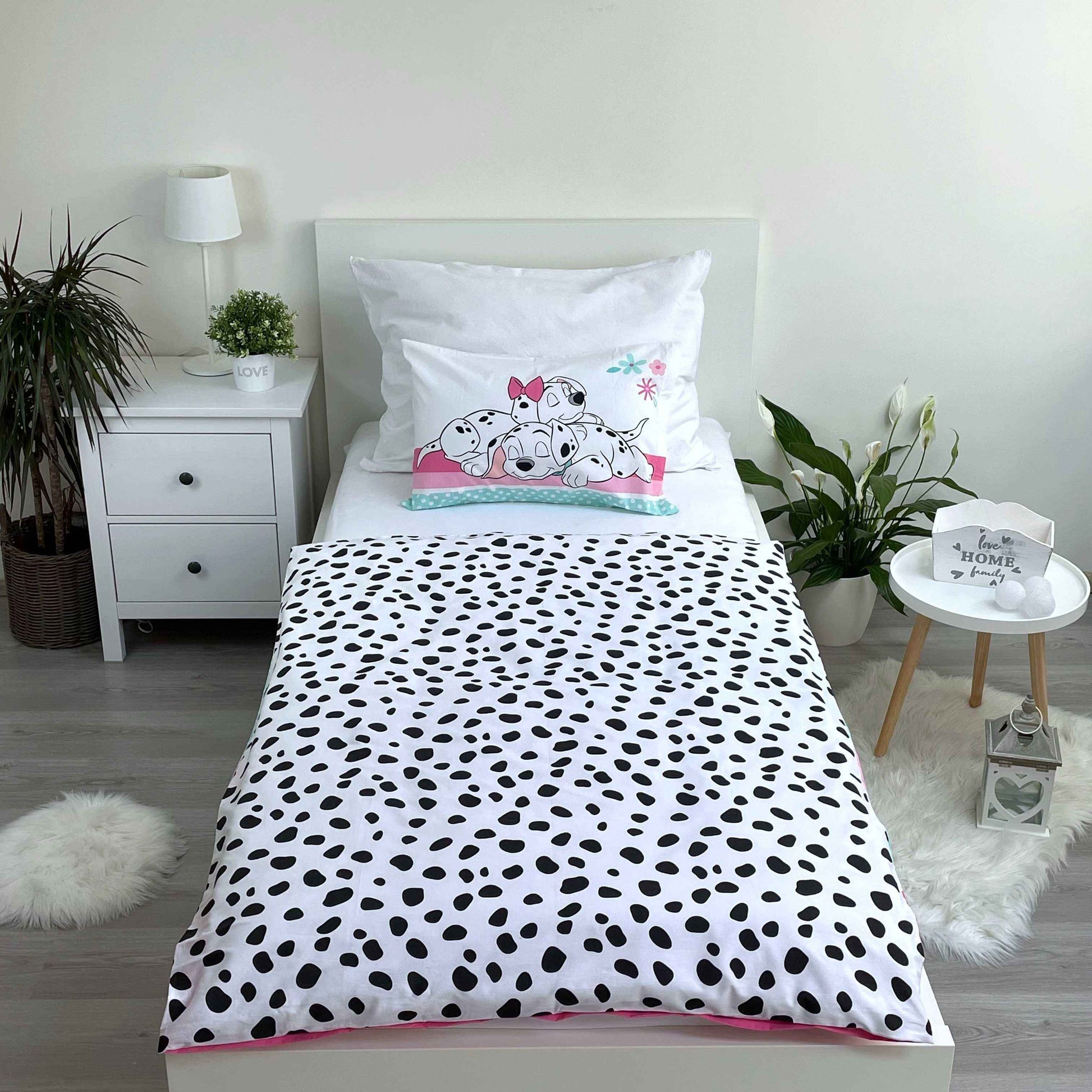101 Dalmatiner bunte Kinder-Bettwäsche 100 x 135 cm - weiche Baumwolle