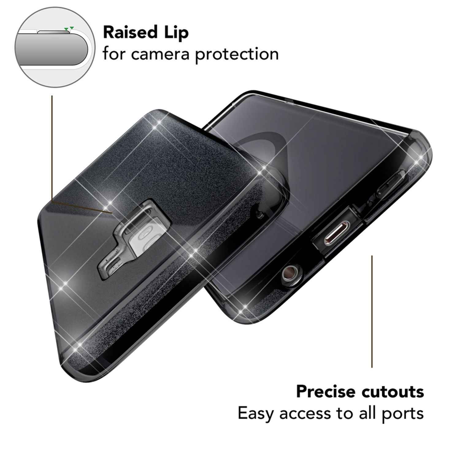 NALIA Handy Hülle für Samsung Galaxy S9 Plus, Glitzer Case Cover Tasche Bumper