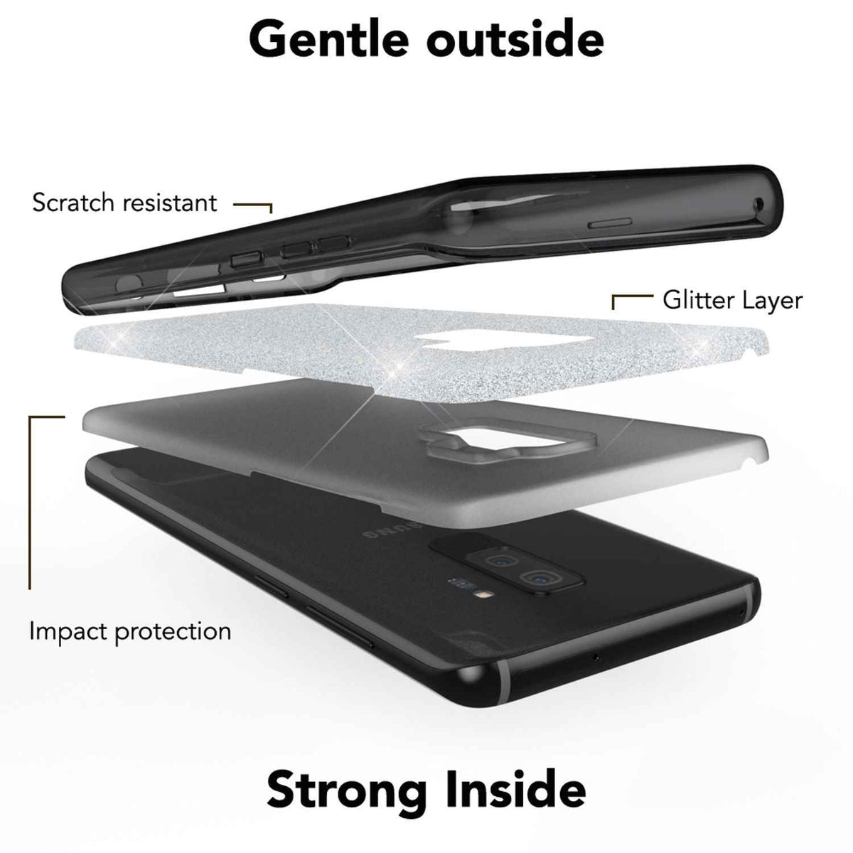 NALIA Handy Hülle für Samsung Galaxy S9 Plus, Glitzer Case Cover Tasche Bumper