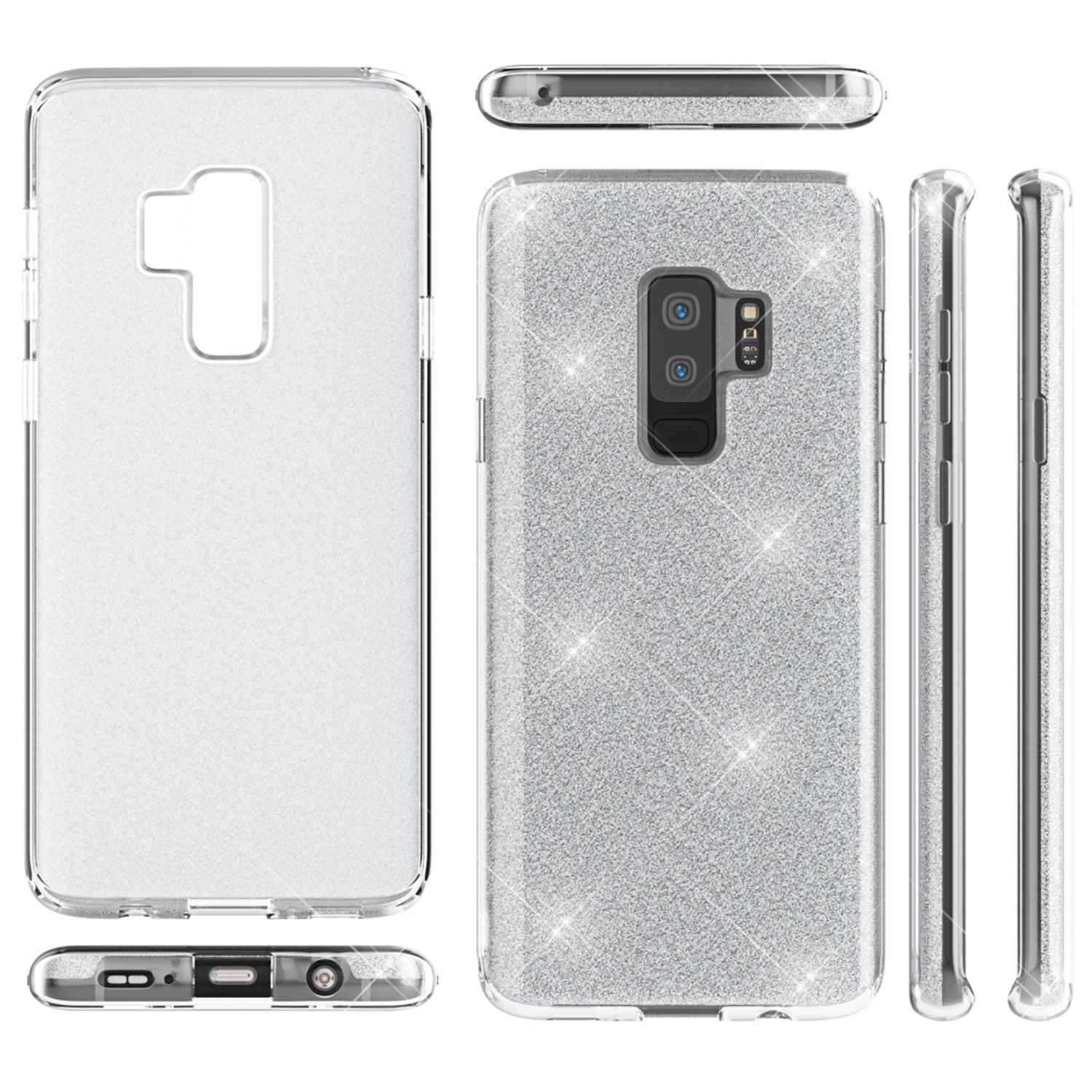 NALIA Handy Hülle für Samsung Galaxy S9 Plus, Glitzer Case Cover Tasche Bumper