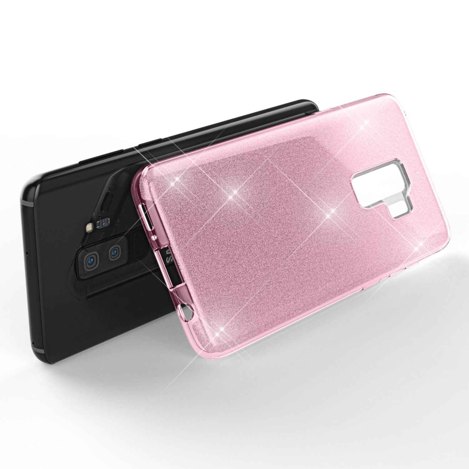 NALIA Handy Hülle für Samsung Galaxy S9 Plus, Glitzer Case Cover Tasche Bumper