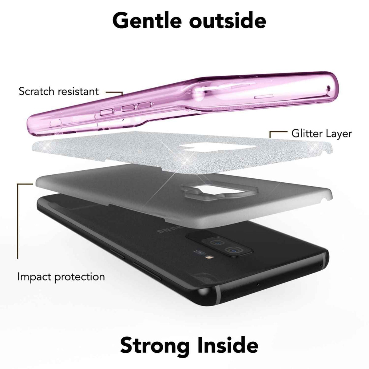 NALIA Handy Hülle für Samsung Galaxy S9 Plus, Glitzer Case Cover Tasche Bumper