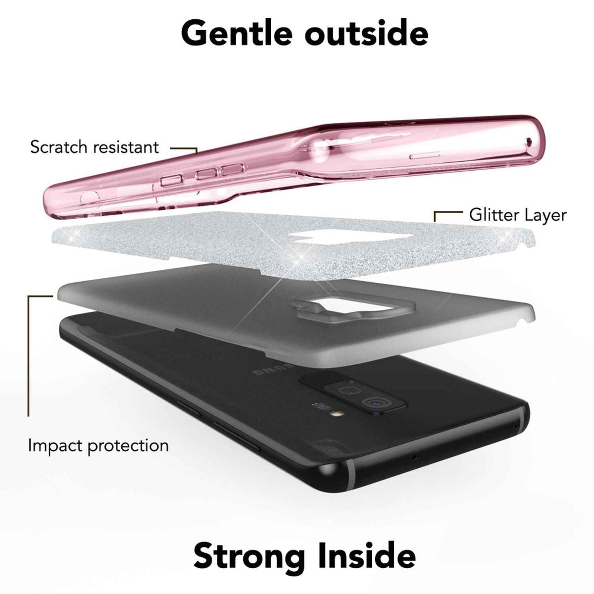 NALIA Handy Hülle für Samsung Galaxy S9 Plus, Glitzer Case Cover Tasche Bumper