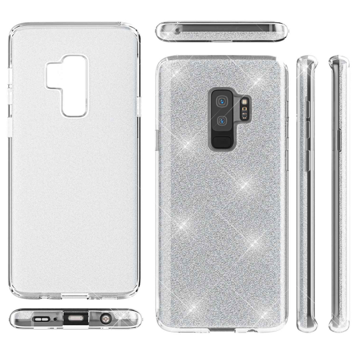 NALIA Handy Hülle für Samsung Galaxy S9 Plus, Glitzer Case Cover Tasche Bumper
