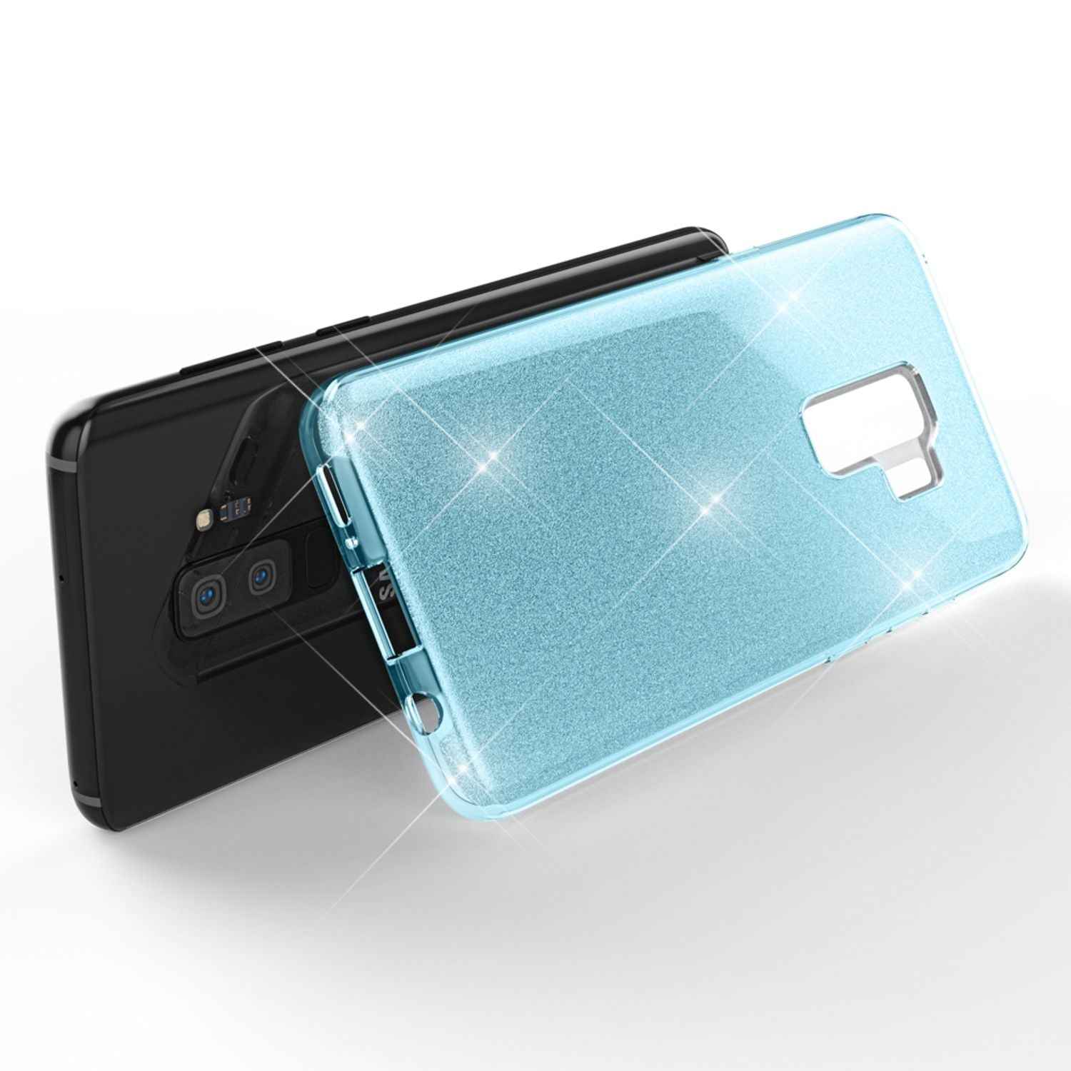 NALIA Handy Hülle für Samsung Galaxy S9 Plus, Glitzer Case Cover Tasche Bumper