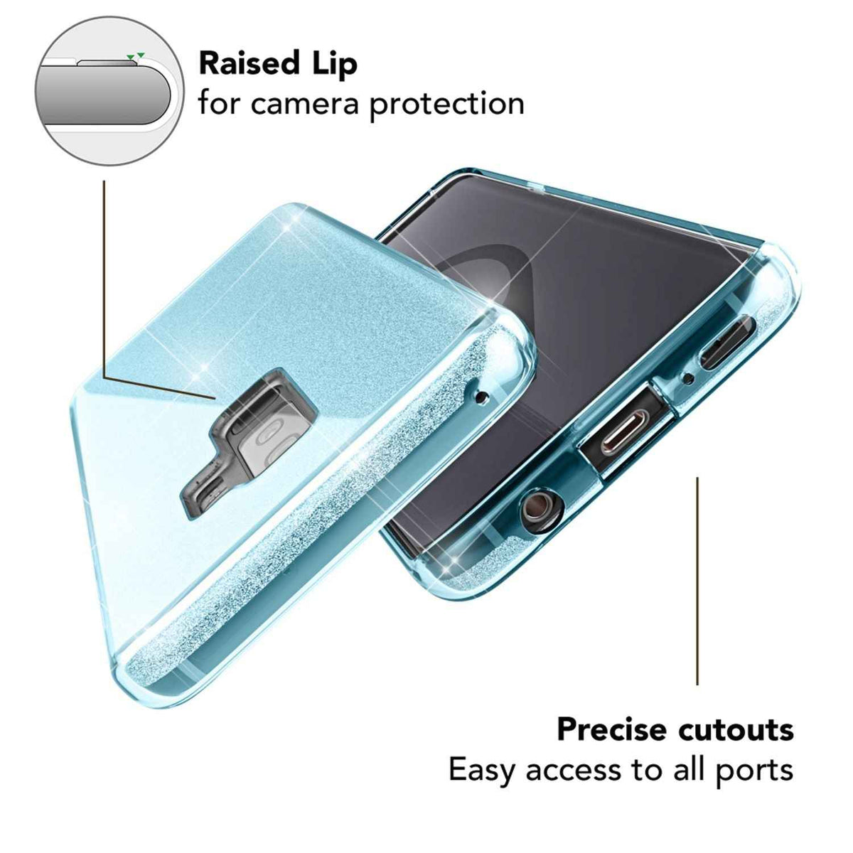 NALIA Handy Hülle für Samsung Galaxy S9 Plus, Glitzer Case Cover Tasche Bumper