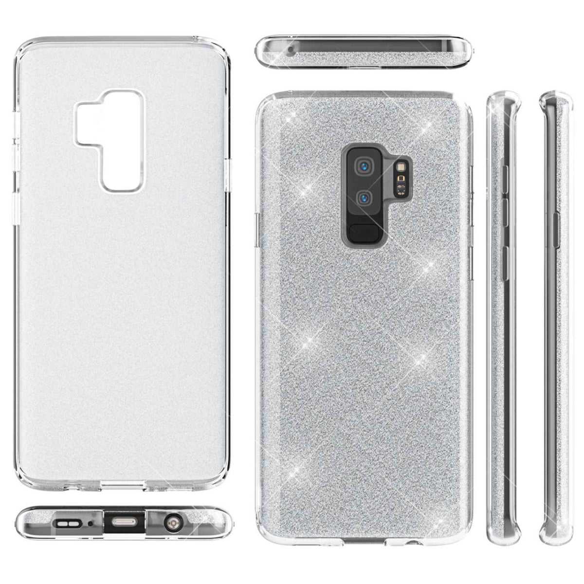 NALIA Handy Hülle für Samsung Galaxy S9 Plus, Glitzer Case Cover Tasche Bumper