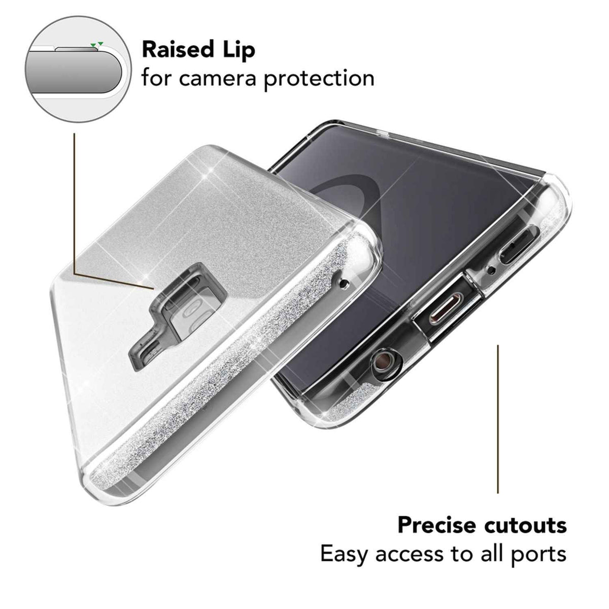 NALIA Handy Hülle für Samsung Galaxy S9 Plus, Glitzer Case Cover Tasche Bumper
