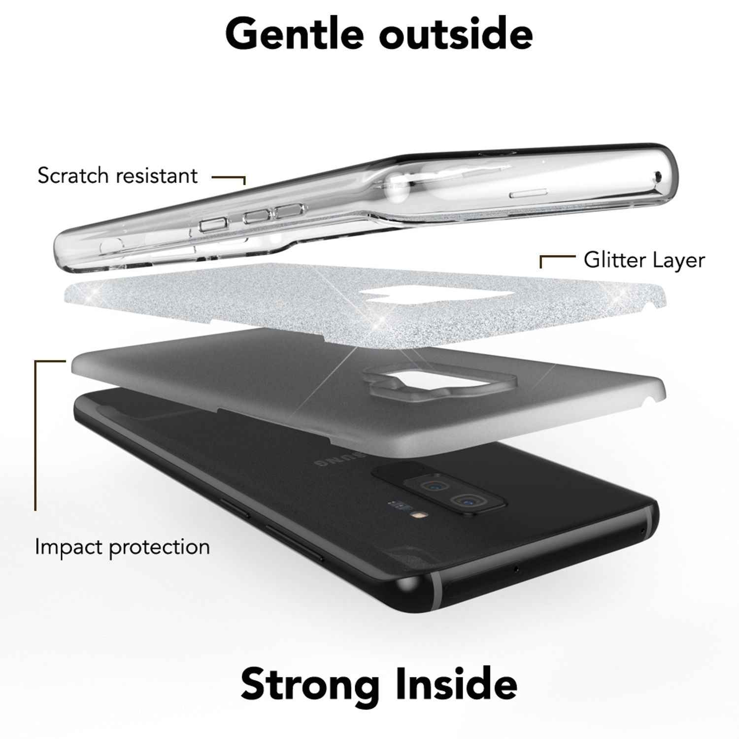 NALIA Handy Hülle für Samsung Galaxy S9 Plus, Glitzer Case Cover Tasche Bumper