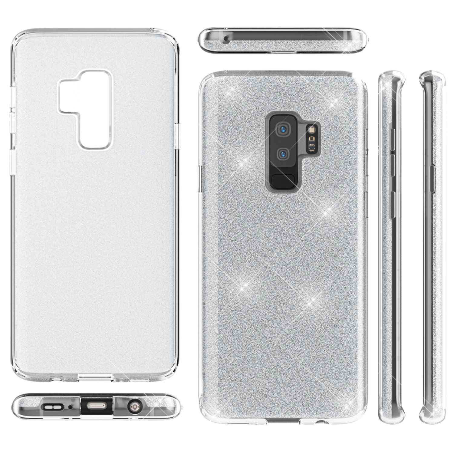 NALIA Handy Hülle für Samsung Galaxy S9 Plus, Glitzer Case Cover Tasche Bumper