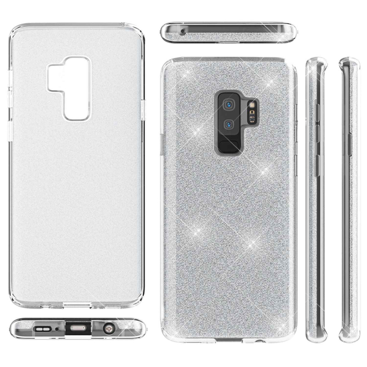 NALIA Handy Hülle für Samsung Galaxy S9 Plus, Glitzer Case Cover Tasche Bumper