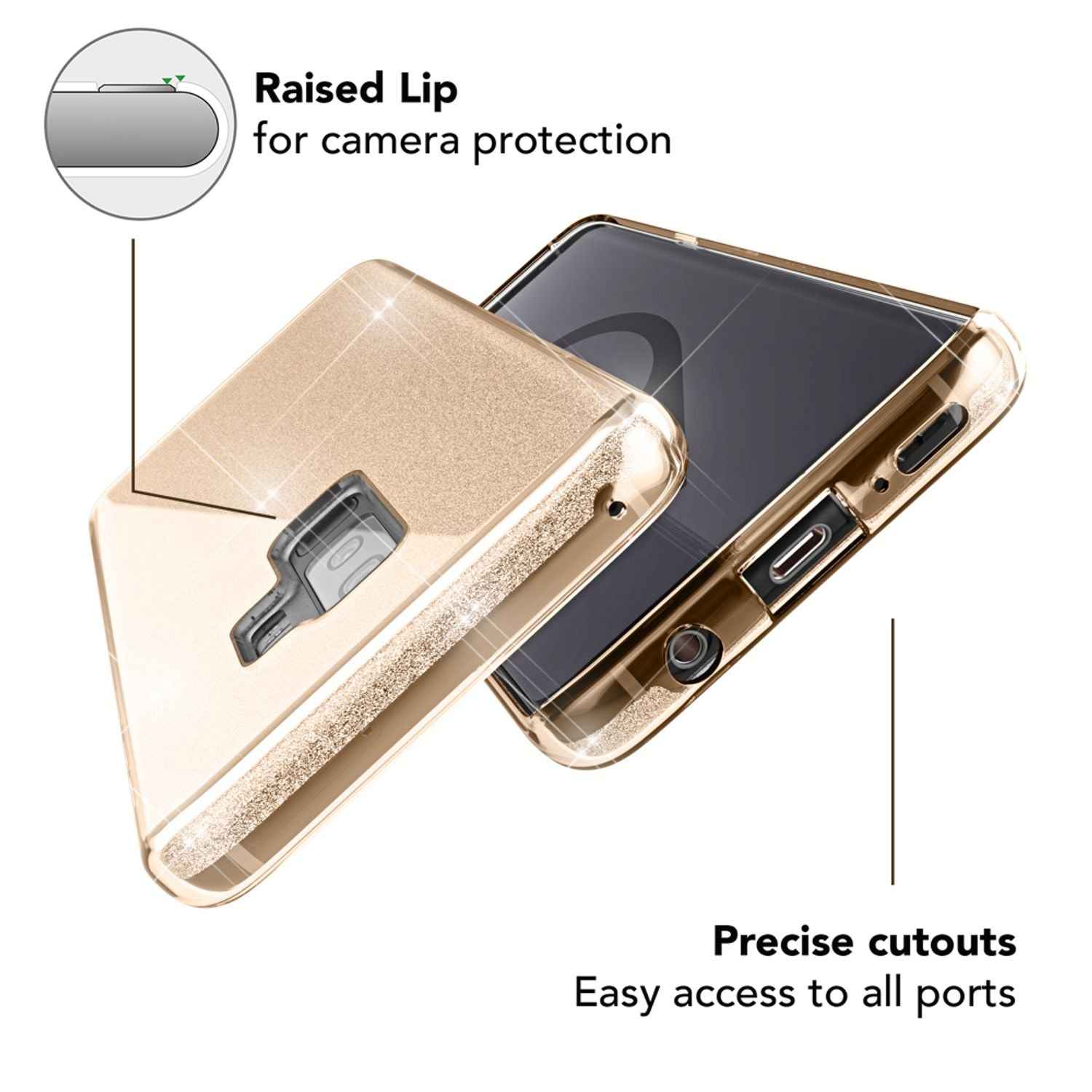 NALIA Handy Hülle für Samsung Galaxy S9 Plus, Glitzer Case Cover Tasche Bumper