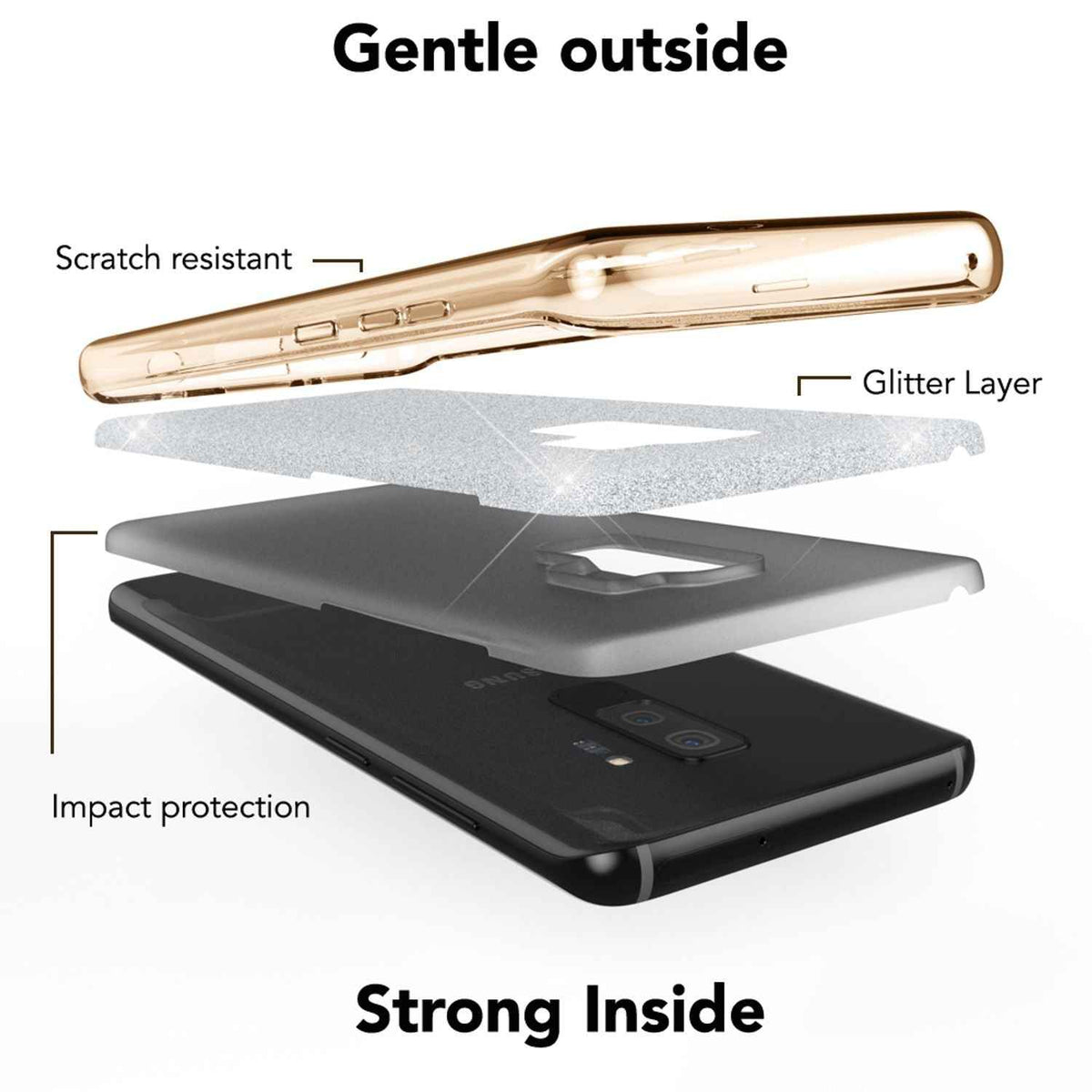 NALIA Handy Hülle für Samsung Galaxy S9 Plus, Glitzer Case Cover Tasche Bumper