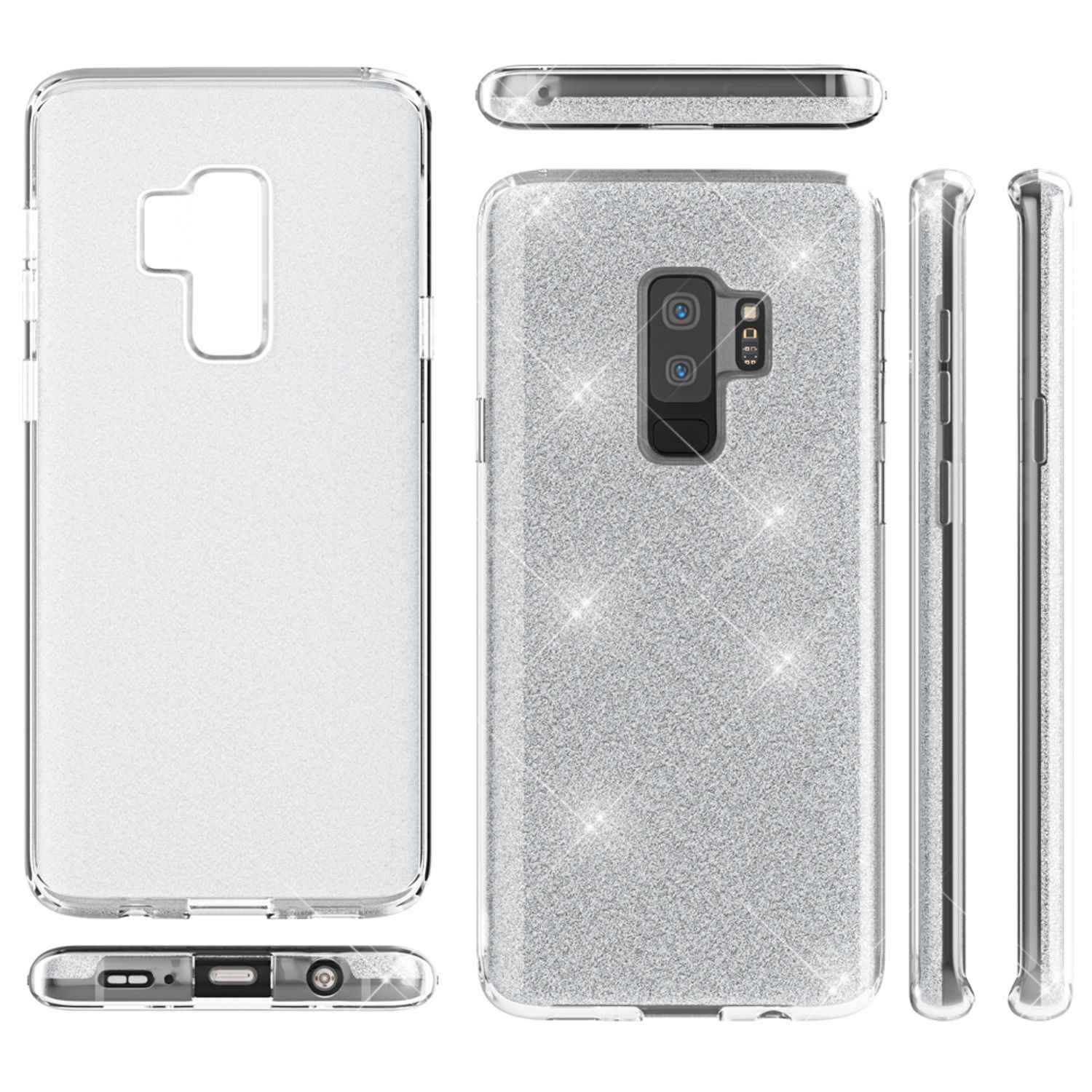 NALIA Handy Hülle für Samsung Galaxy S9 Plus, Glitzer Case Cover Tasche Bumper