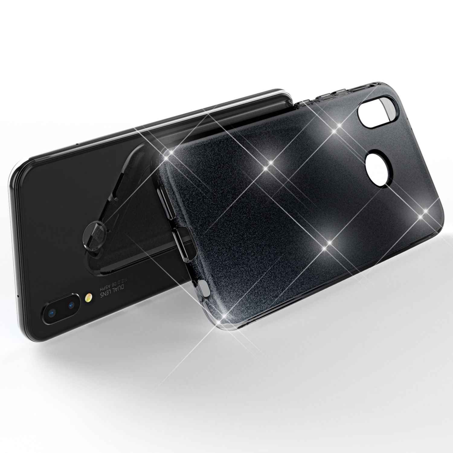 Huawei P20 Lite Hülle Handyhülle von NALIA, Glitzer Silikon-Case Back-Cover