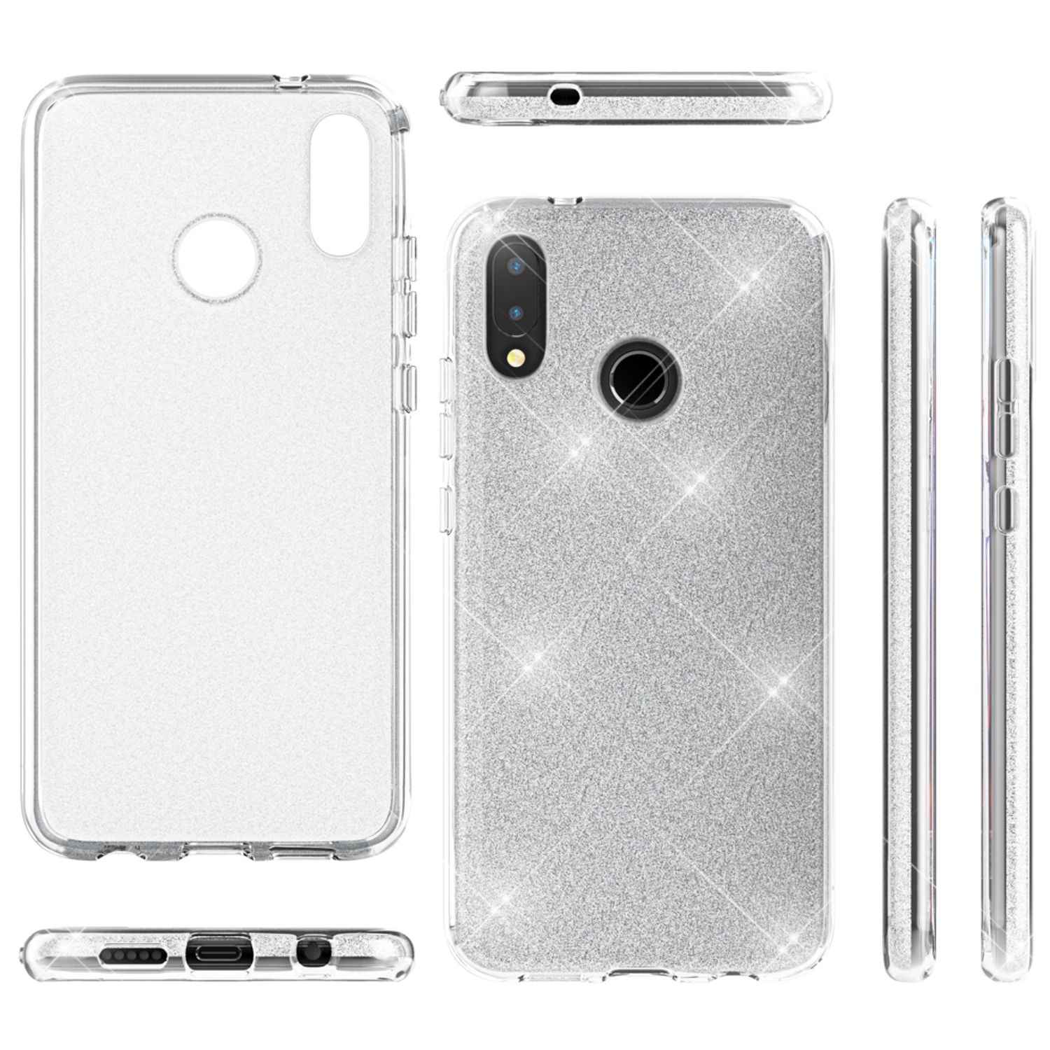 Huawei P20 Lite Hülle Handyhülle von NALIA, Glitzer Silikon-Case Back-Cover