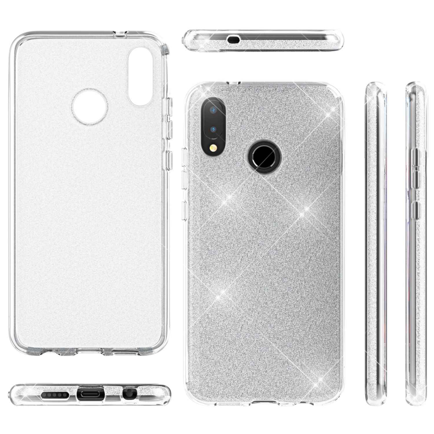 Huawei P20 Lite Hülle Handyhülle von NALIA, Glitzer Silikon-Case Back-Cover