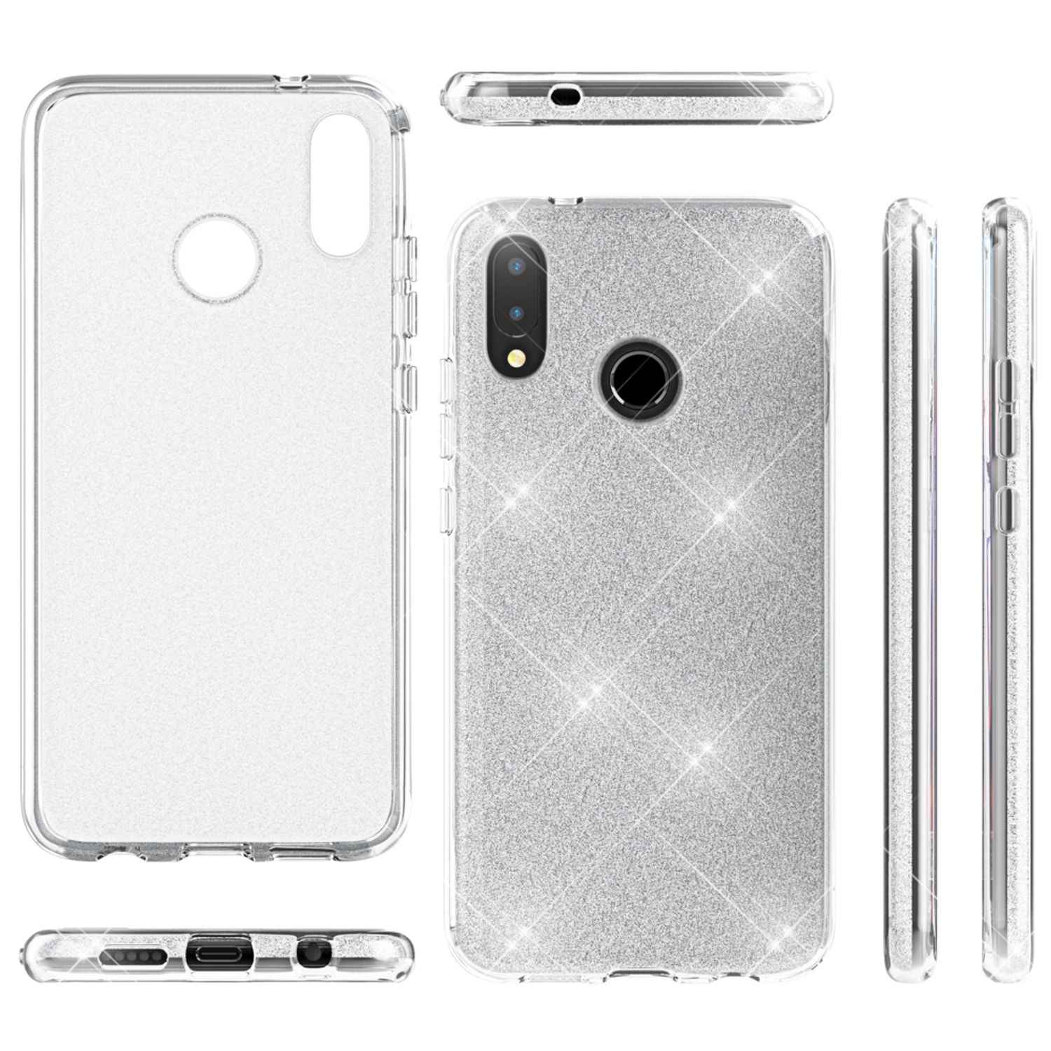 Huawei P20 Lite Hülle Handyhülle von NALIA, Glitzer Silikon-Case Back-Cover
