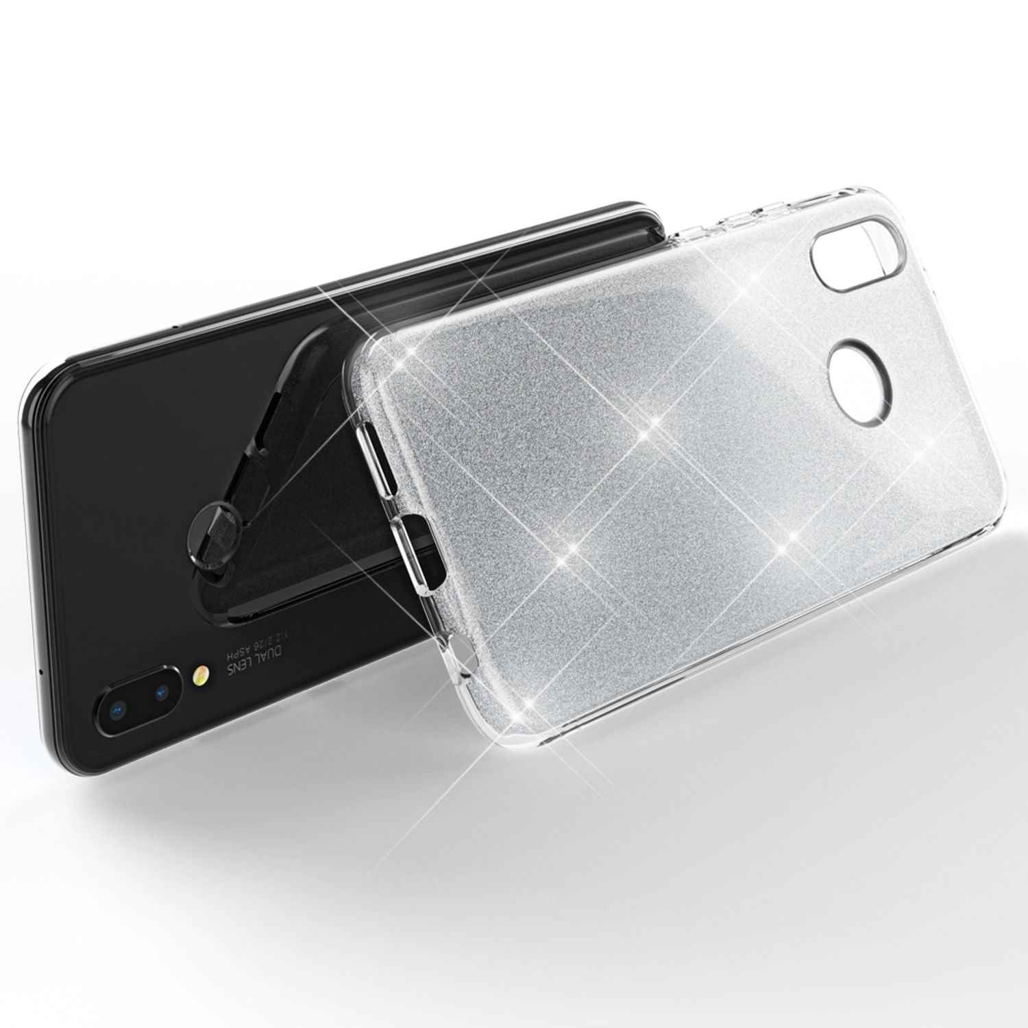 Huawei P20 Lite Hülle Handyhülle von NALIA, Glitzer Silikon-Case Back-Cover