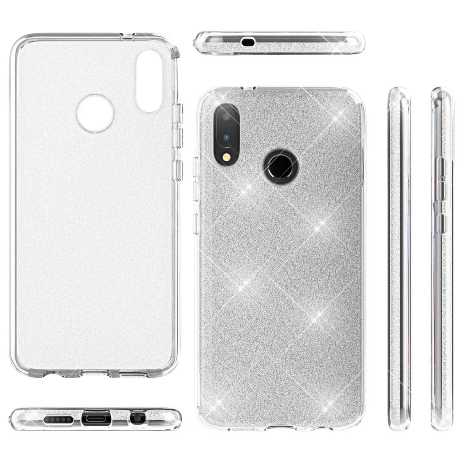 Huawei P20 Lite Hülle Handyhülle von NALIA, Glitzer Silikon-Case Back-Cover