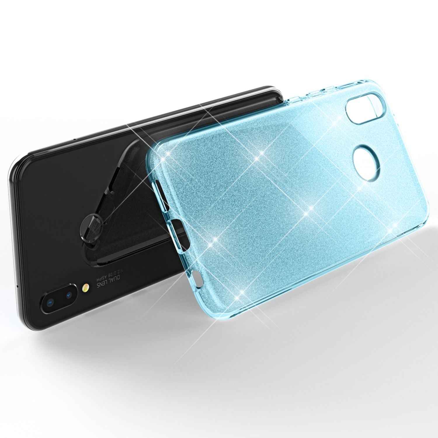 Huawei P20 Lite Hülle Handyhülle von NALIA, Glitzer Silikon-Case Back-Cover