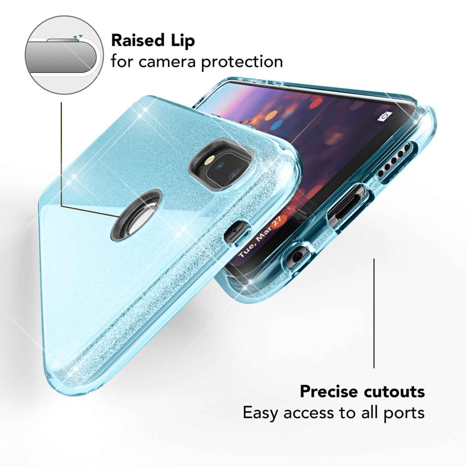 Huawei P20 Lite Hülle Handyhülle von NALIA, Glitzer Silikon-Case Back-Cover
