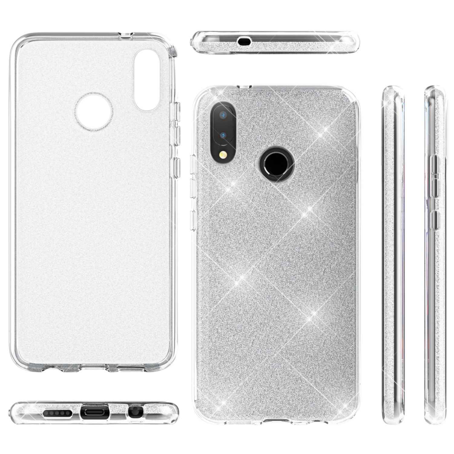 Huawei P20 Lite Hülle Handyhülle von NALIA, Glitzer Silikon-Case Back-Cover