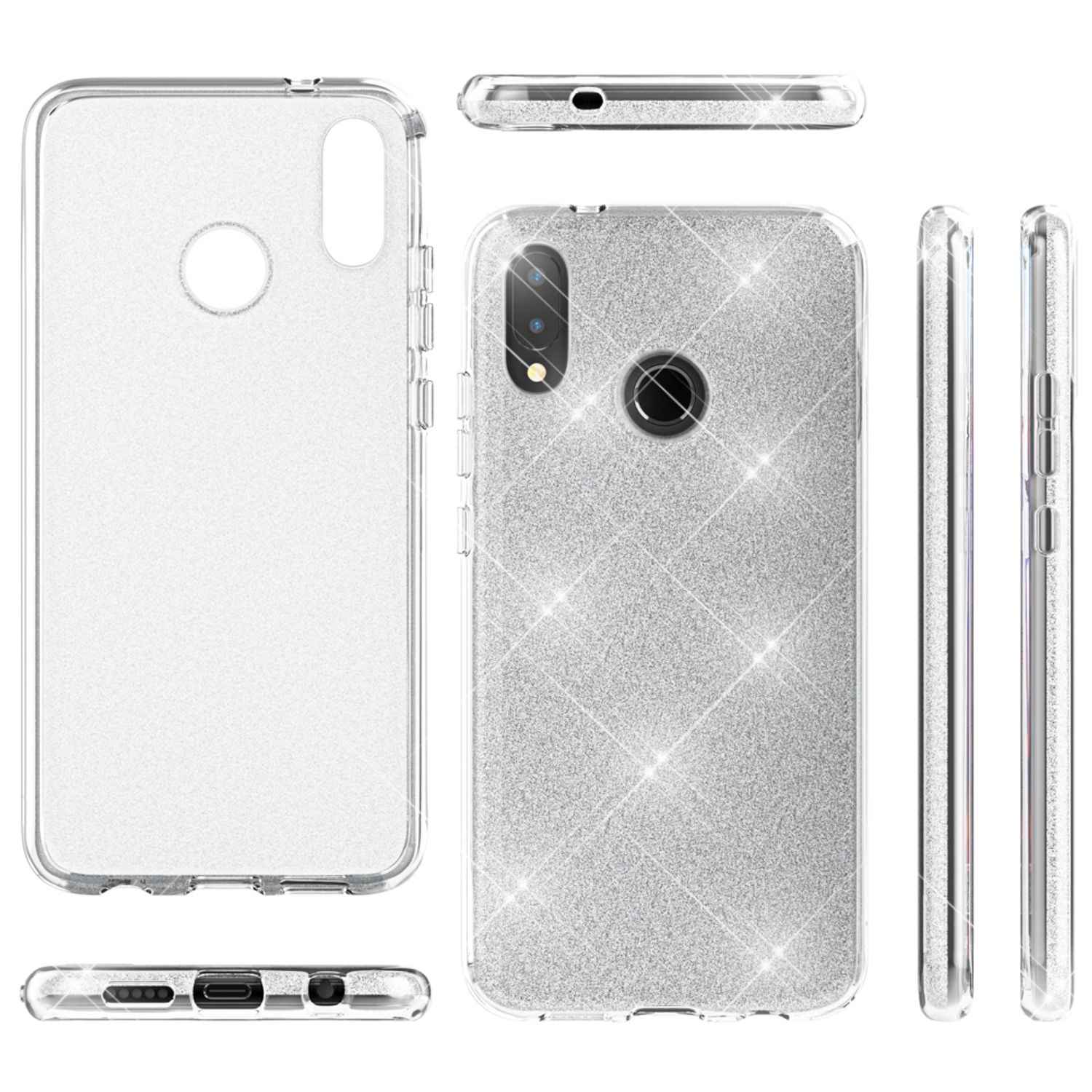 Huawei P20 Lite Hülle Handyhülle von NALIA, Glitzer Silikon-Case Back-Cover