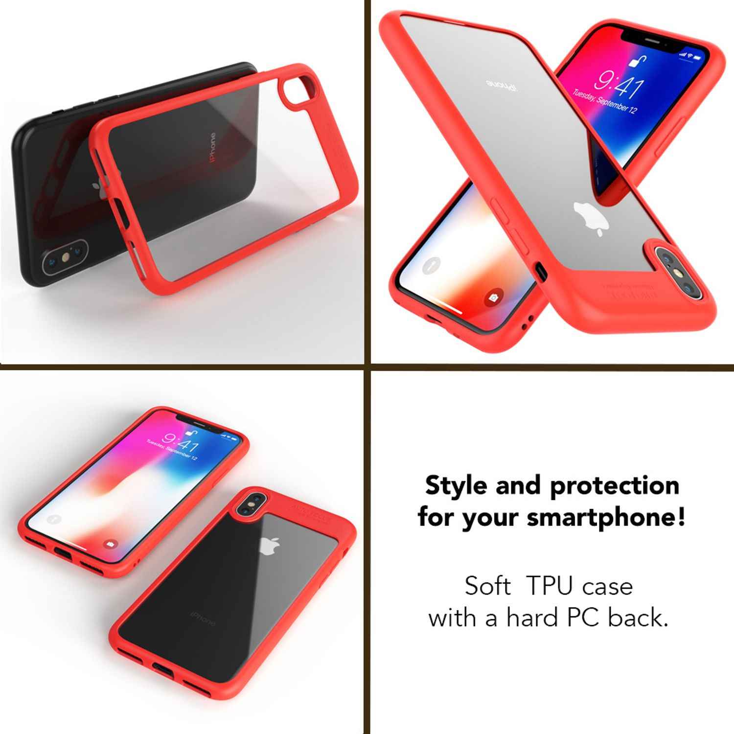 NALIA Hülle für iPhone X XS, Slim Hard Case Handy Schutz Back Cover Bumper Etui