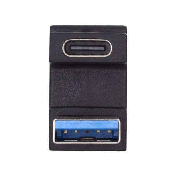 SYSTEM-S USB 3.1 Gen 2 U Turn 180° Adapter Typ C Buchse zu 3.0 Typ A Stecker in Schwarz