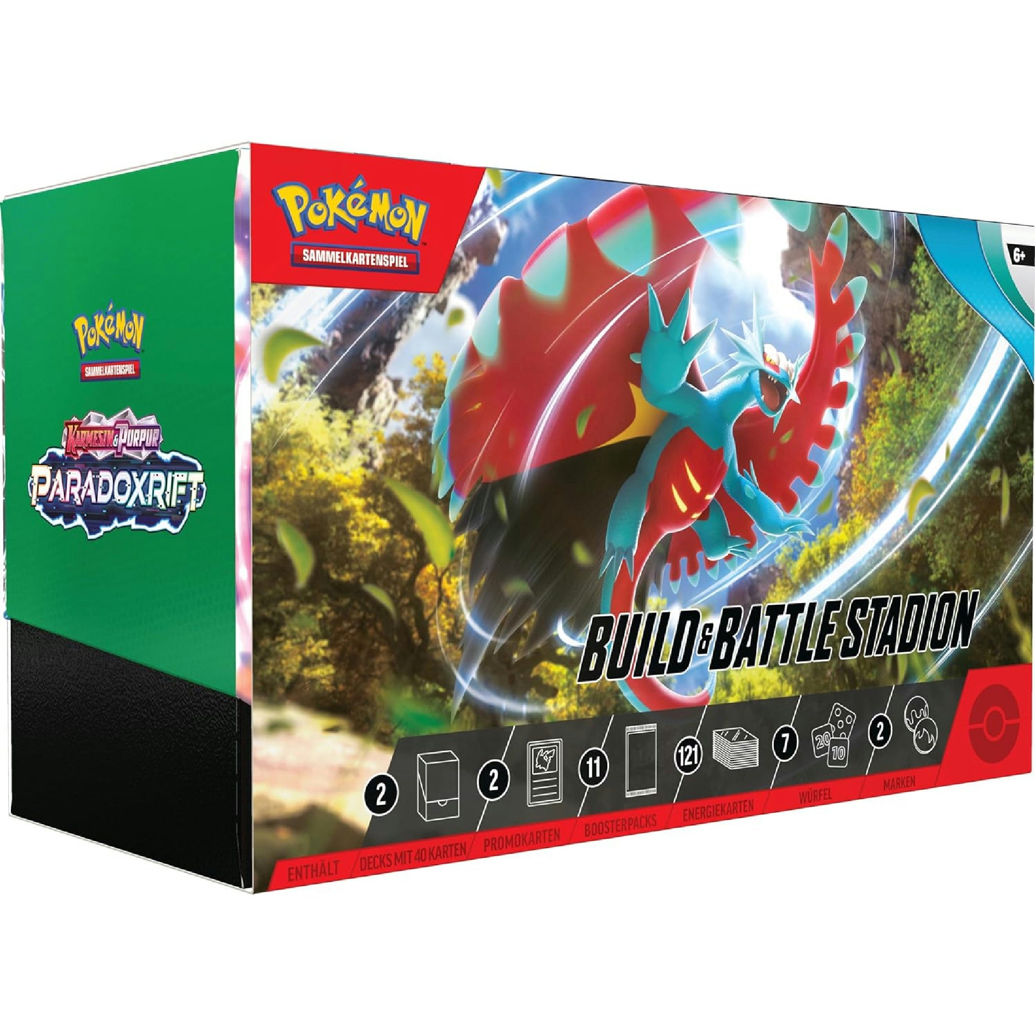 Pokémon-Sammelkartenspiel: Build & Battle Stadion Karmesin & Purpur – Paradoxrift (2 Decks, 11 Boosterpacks & mehr) Hauptansicht