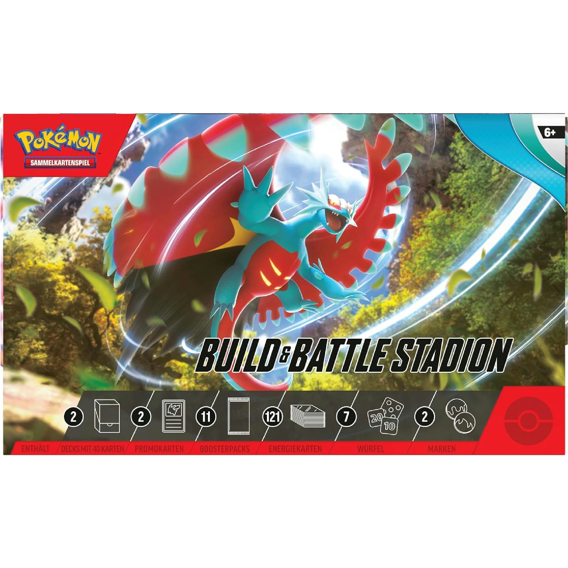 Pokémon-Sammelkartenspiel: Build & Battle Stadion Karmesin & Purpur – Paradoxrift (2 Decks, 11 Boosterpacks & mehr) Hauptansicht