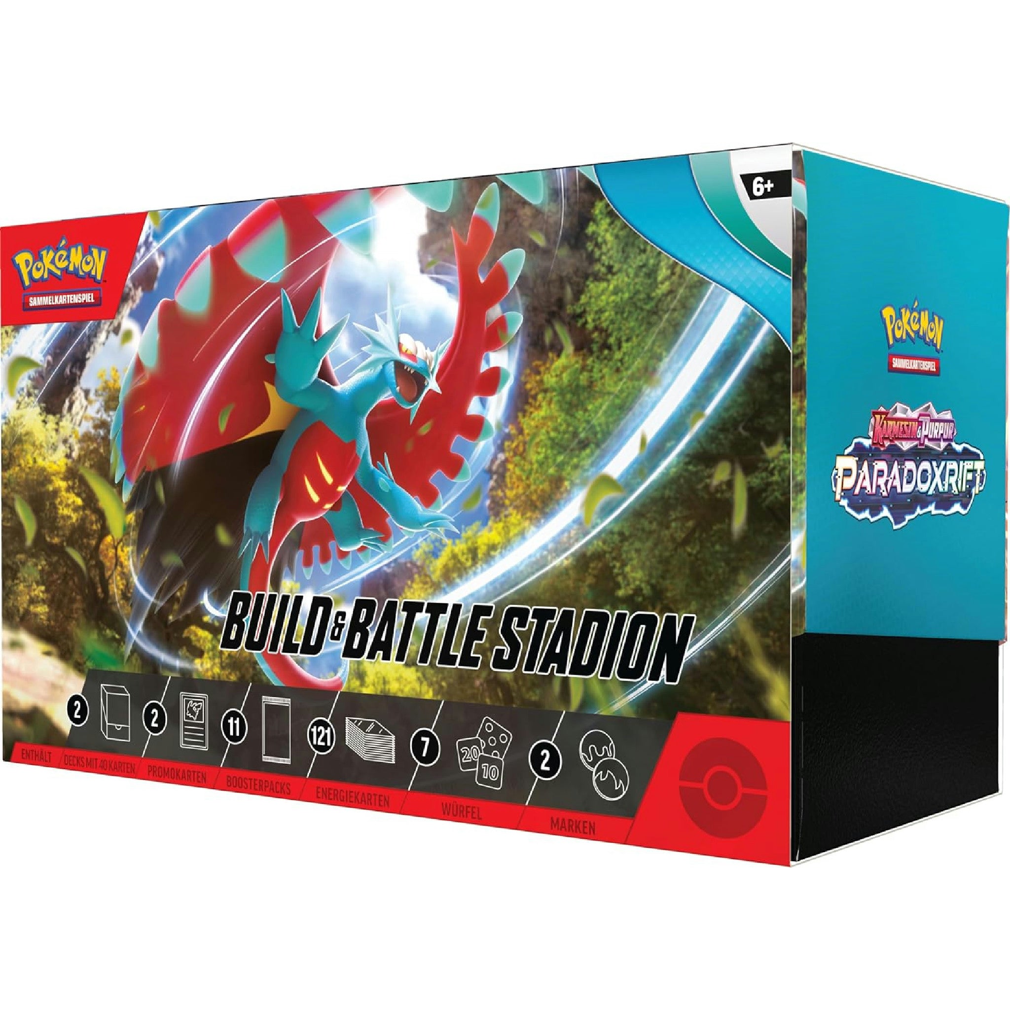 Pokémon-Sammelkartenspiel: Build & Battle Stadion Karmesin & Purpur – Paradoxrift (2 Decks, 11 Boosterpacks & mehr) Hauptansicht