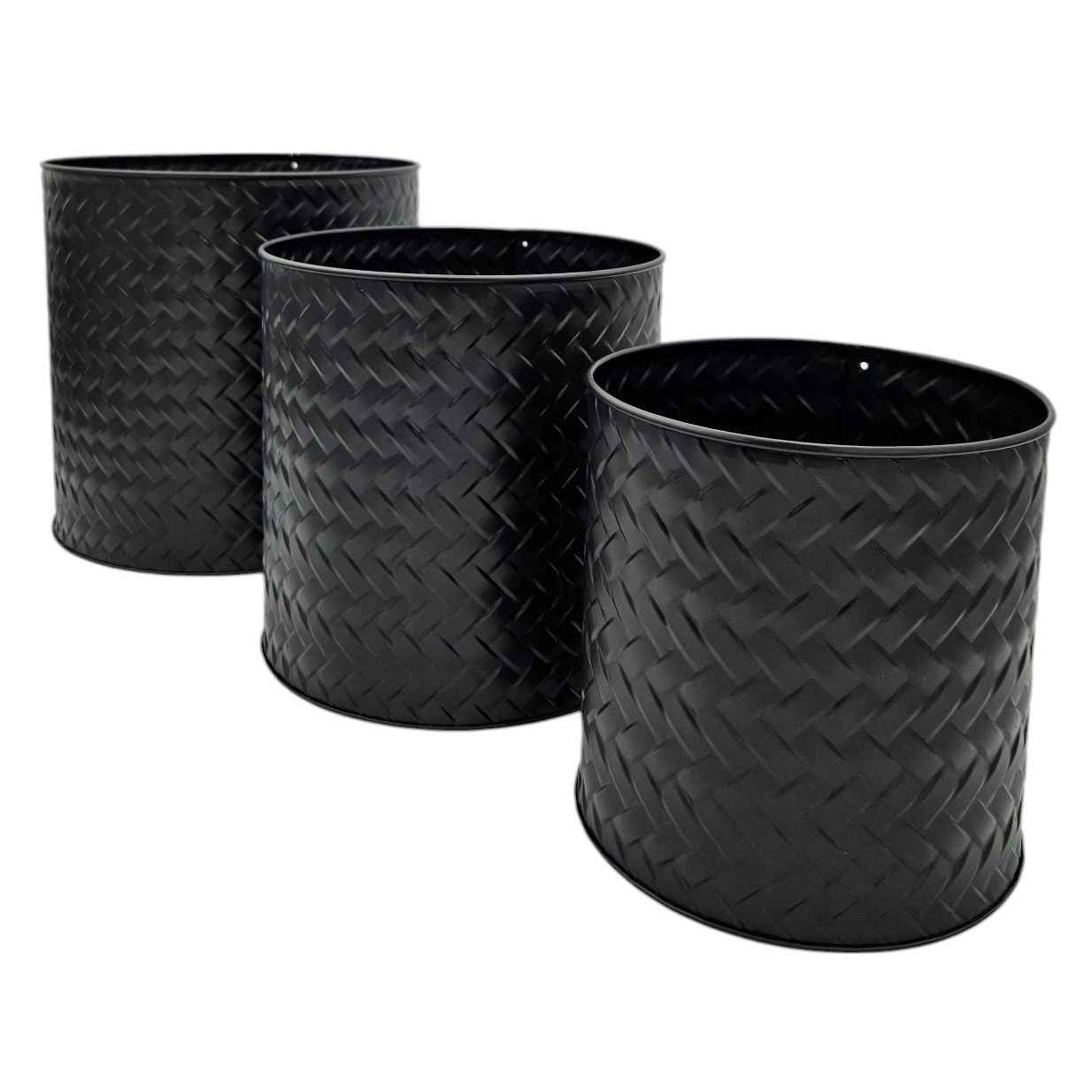 Blumentopf Übertopf Pflanzenkübel Topf Kübel 3er Set schwarz rund Metall Matt