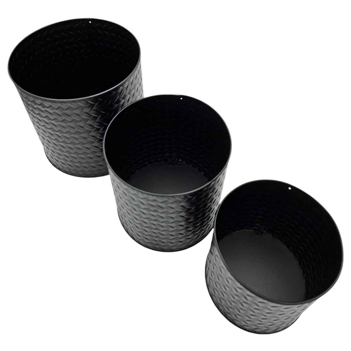Blumentopf Übertopf Pflanzenkübel Topf Kübel 3er Set schwarz rund Metall Matt