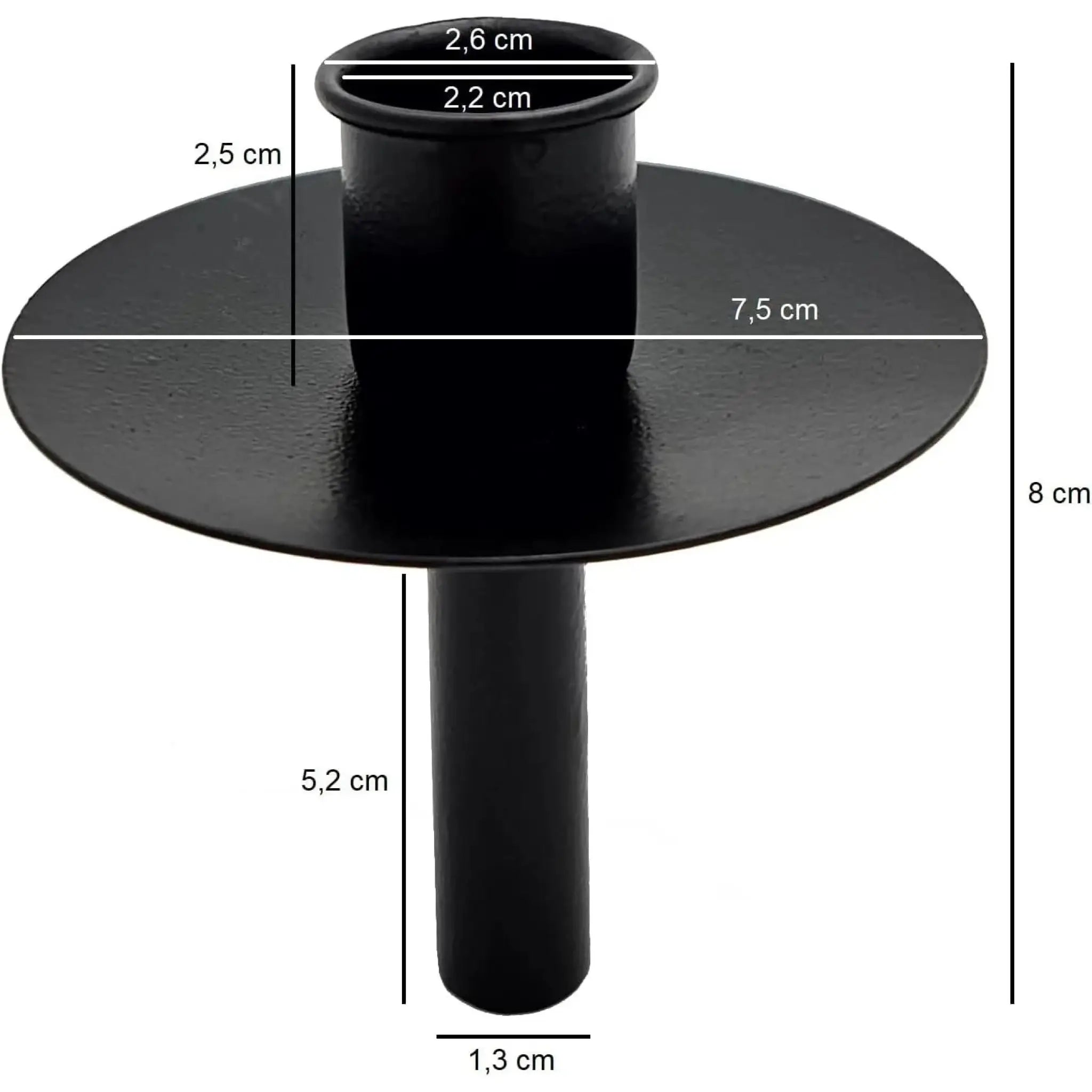 Kerzenhalter für Flaschen Metall schwarz 8 cm 4 Stück Stabkerzen | Miamonda