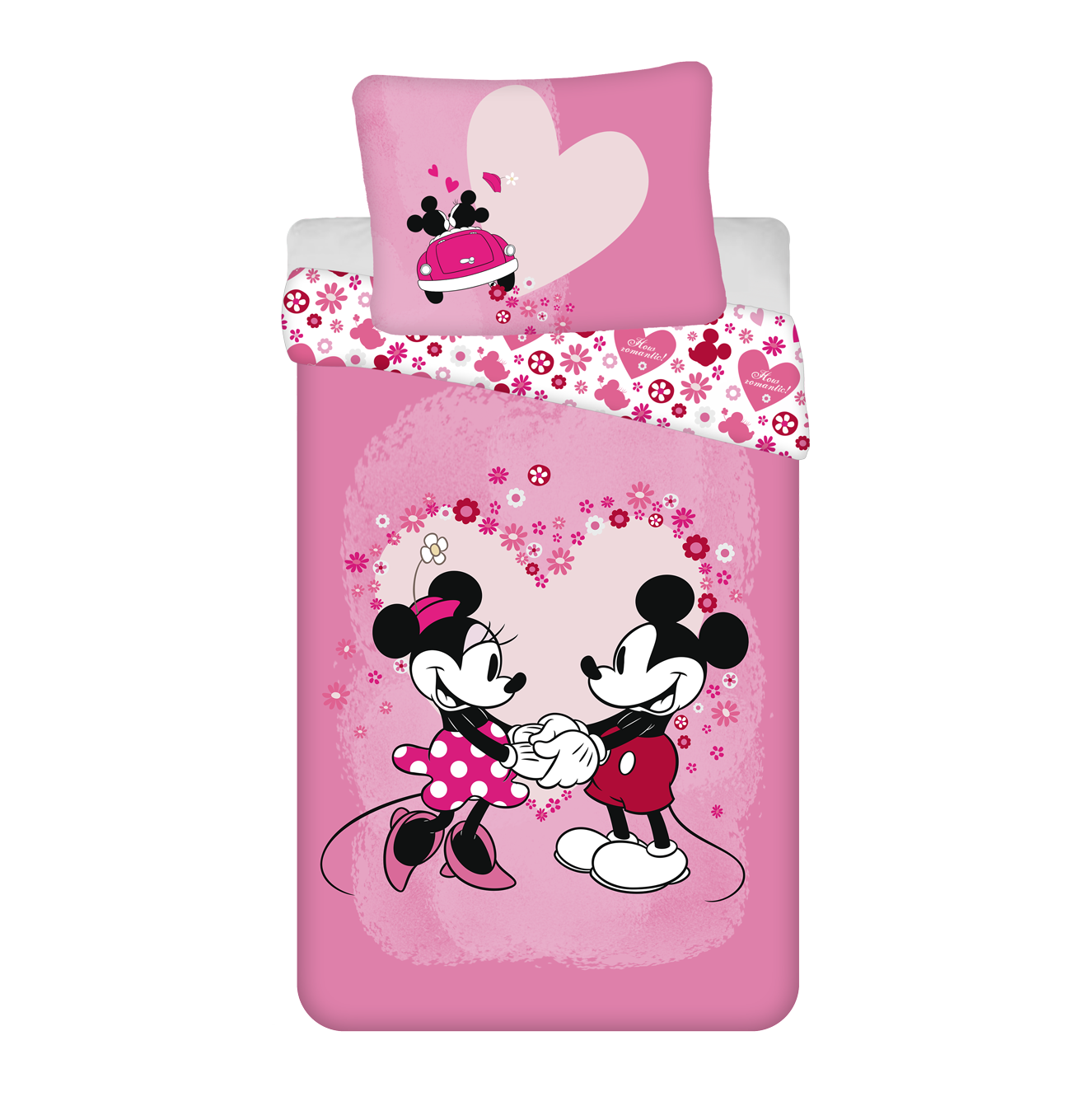 Bettwäsche-Set Micky & Minnie Maus Polyester rosa 140x200 cm Kinder | Tinisu