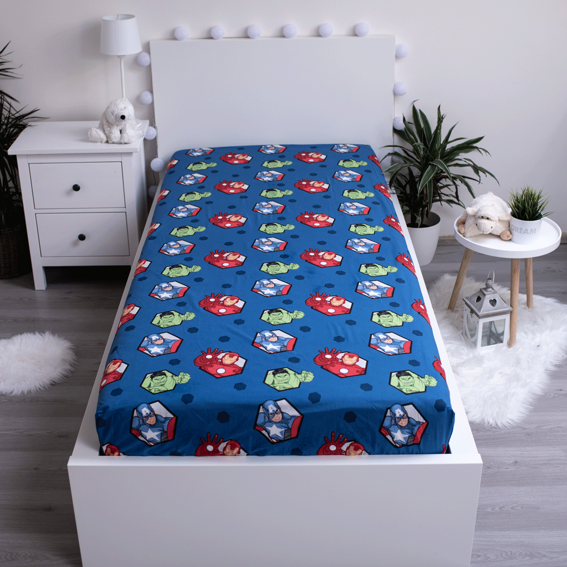 Spannbettlaken Marvel Avengers 90x200 cm 100% Baumwolle blau | Tinisu